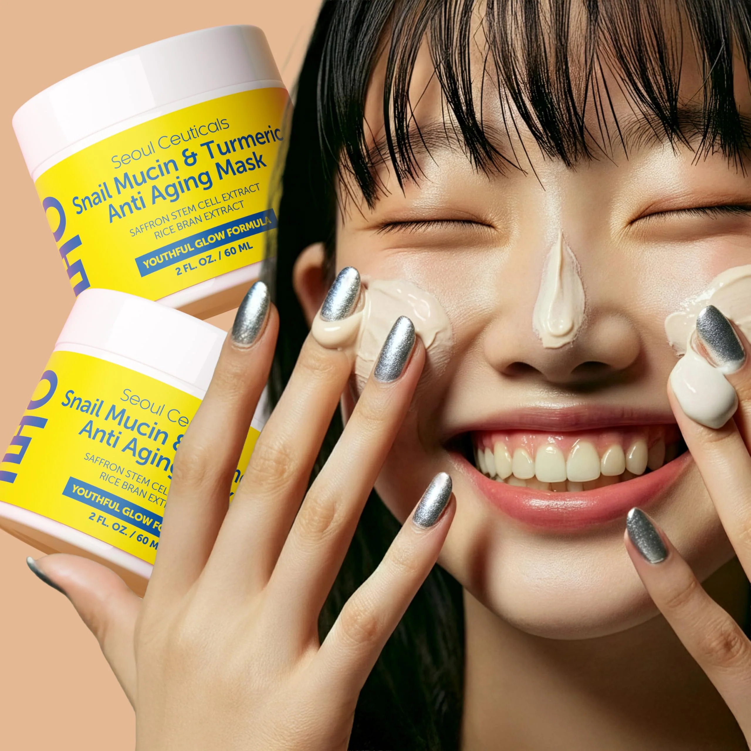 SeoulCeuticals Korean Face Mask Skin Care - Snail Mucin Turmeric Mask for Face – Cruelty Free K Beauty Anti Aging Face Mask for Healthy, Youthful Glow 2oz - Image 3
