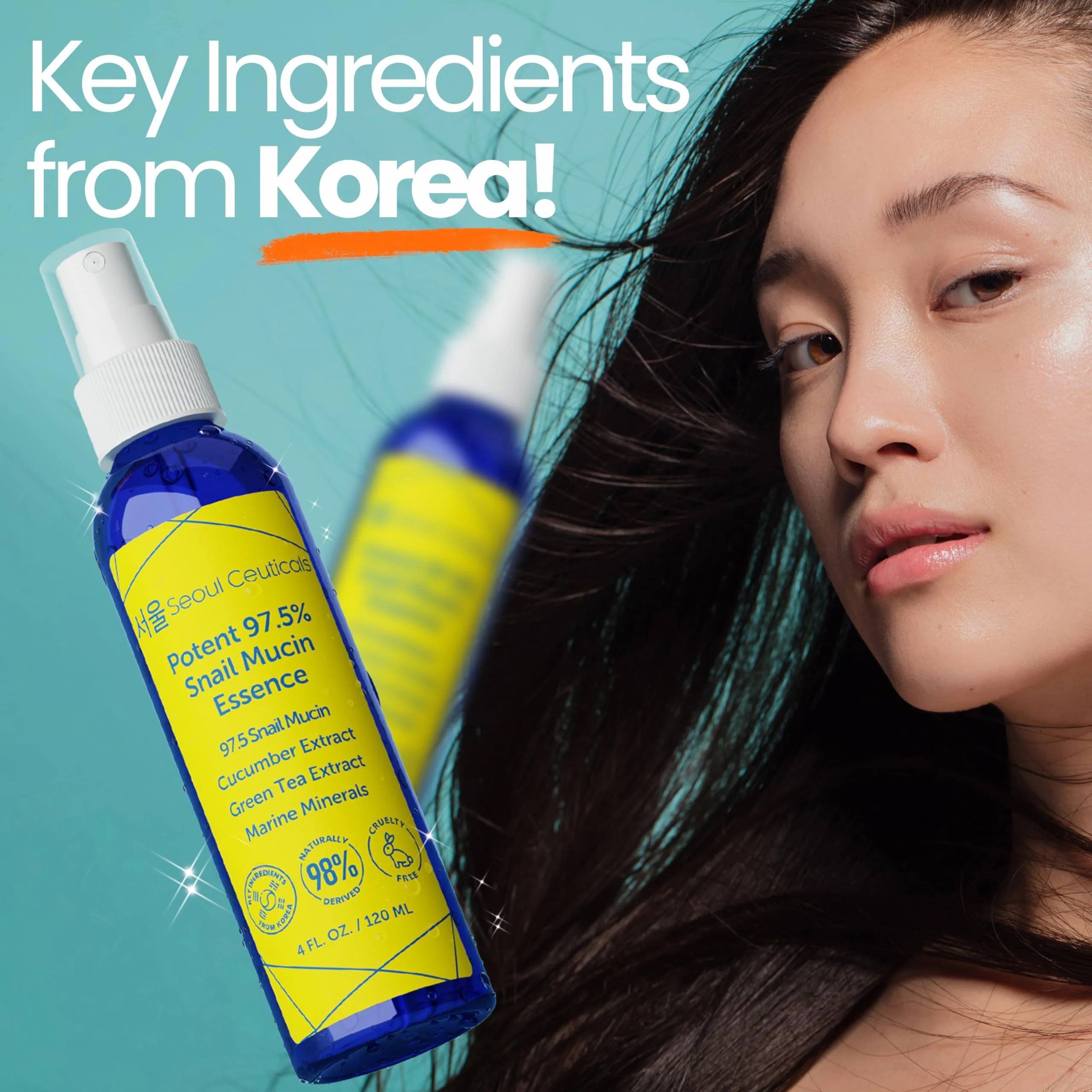 SeoulCeuticals Korean Face Mist 97.5% Snail Mucin Essence - K Beauty Skincare Facial Spray - Cucumber Extract + Marine Minerals + Green Tea + Aloe 4oz - Image 7