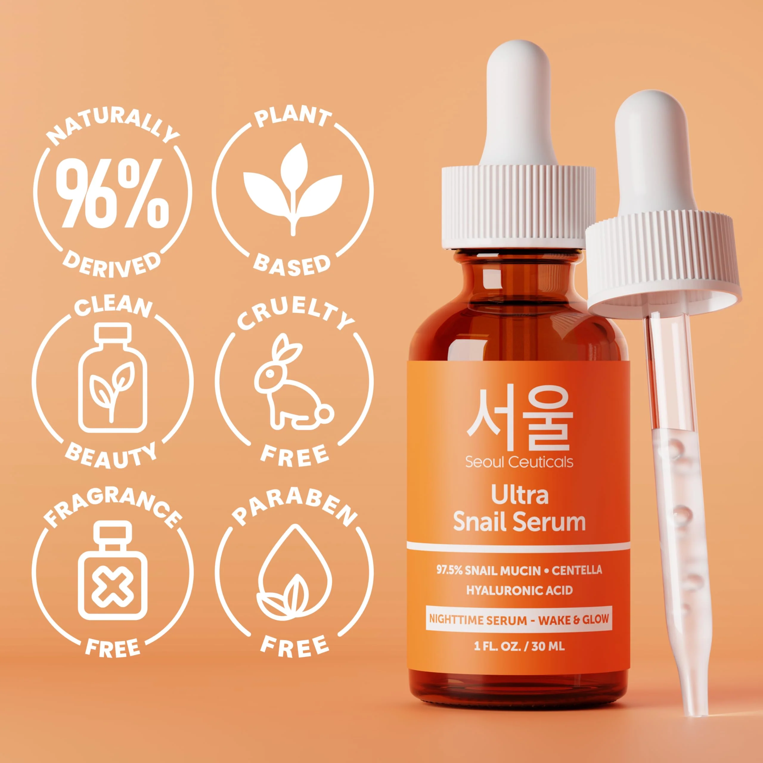 SeoulCeuticals Korean Skin Care 97.5% Snail Mucin Serum – K Beauty Skincare Anti Wrinkle Cica Night Serum Hyaluronic Acid for Face 1oz - Image 6