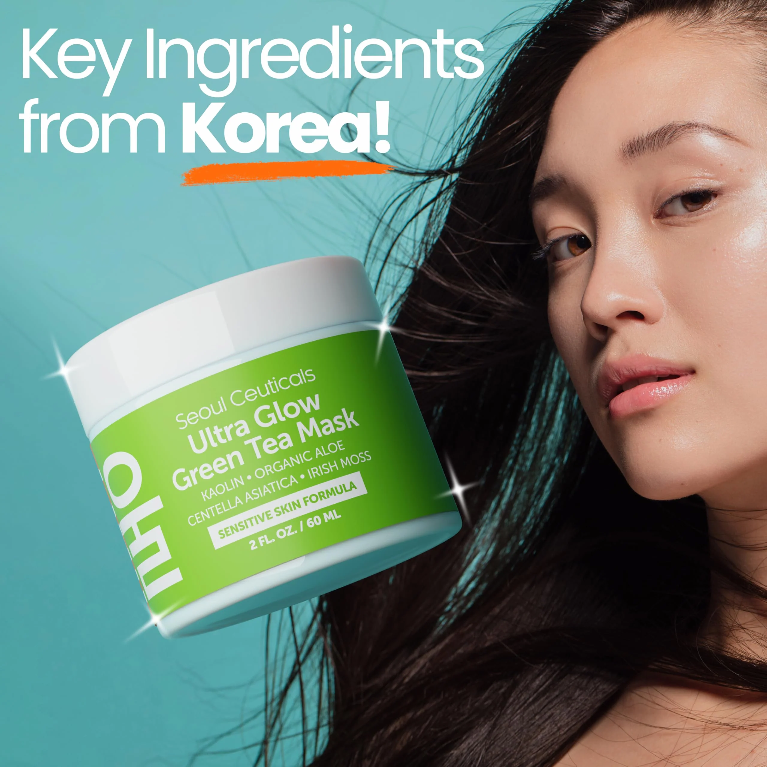 SeoulCeuticals Korean Skin Care Face Mask for Sensitive Skin - Korean Skincare Green Tea Wash Off Masks - K Beauty Face Masks - Aloe Vera Mask + Centella Asiatica Hydrating Facial Spa Mask 2oz - Image 3