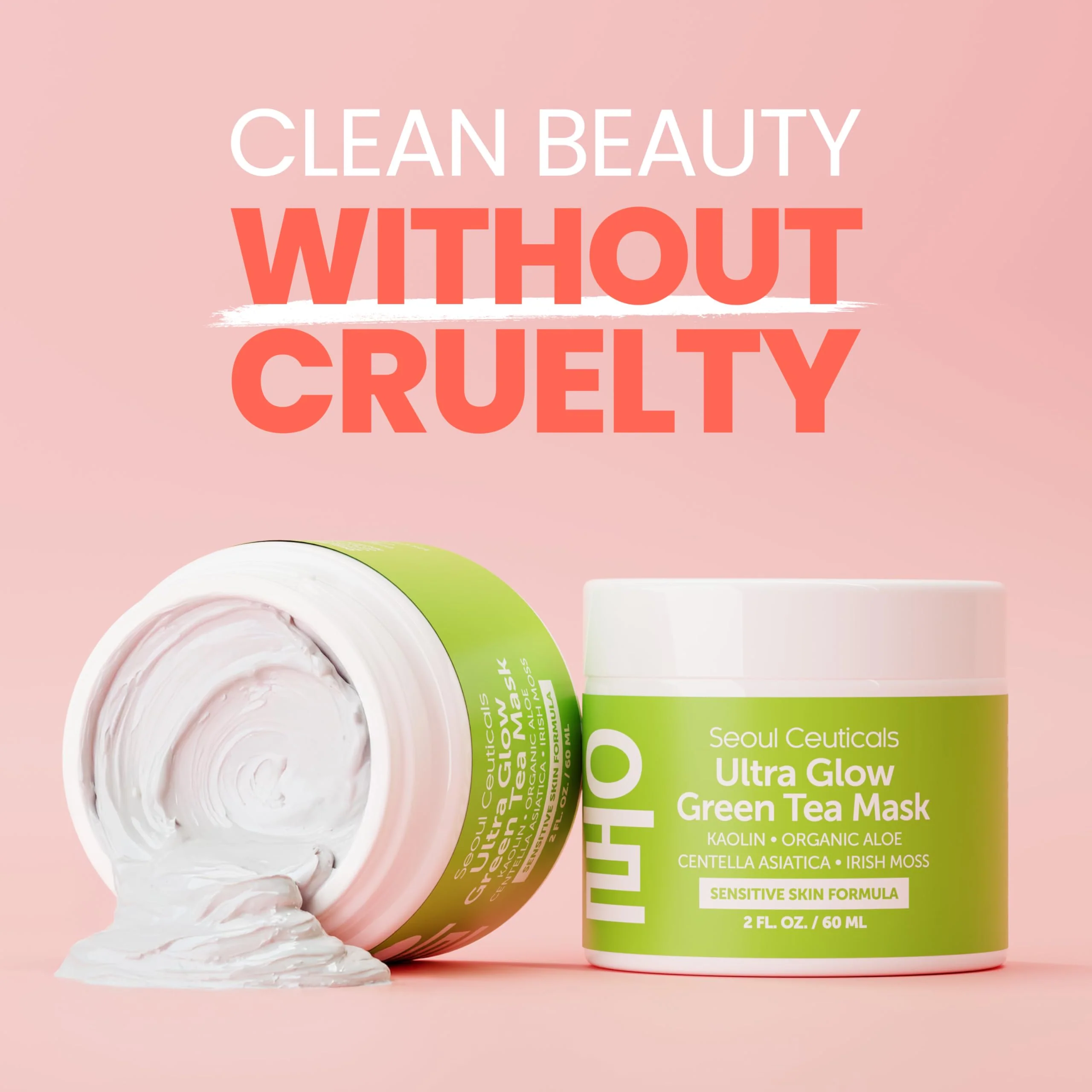 SeoulCeuticals Korean Skin Care Face Mask for Sensitive Skin - Korean Skincare Green Tea Wash Off Masks - K Beauty Face Masks - Aloe Vera Mask + Centella Asiatica Hydrating Facial Spa Mask 2oz - Image 6