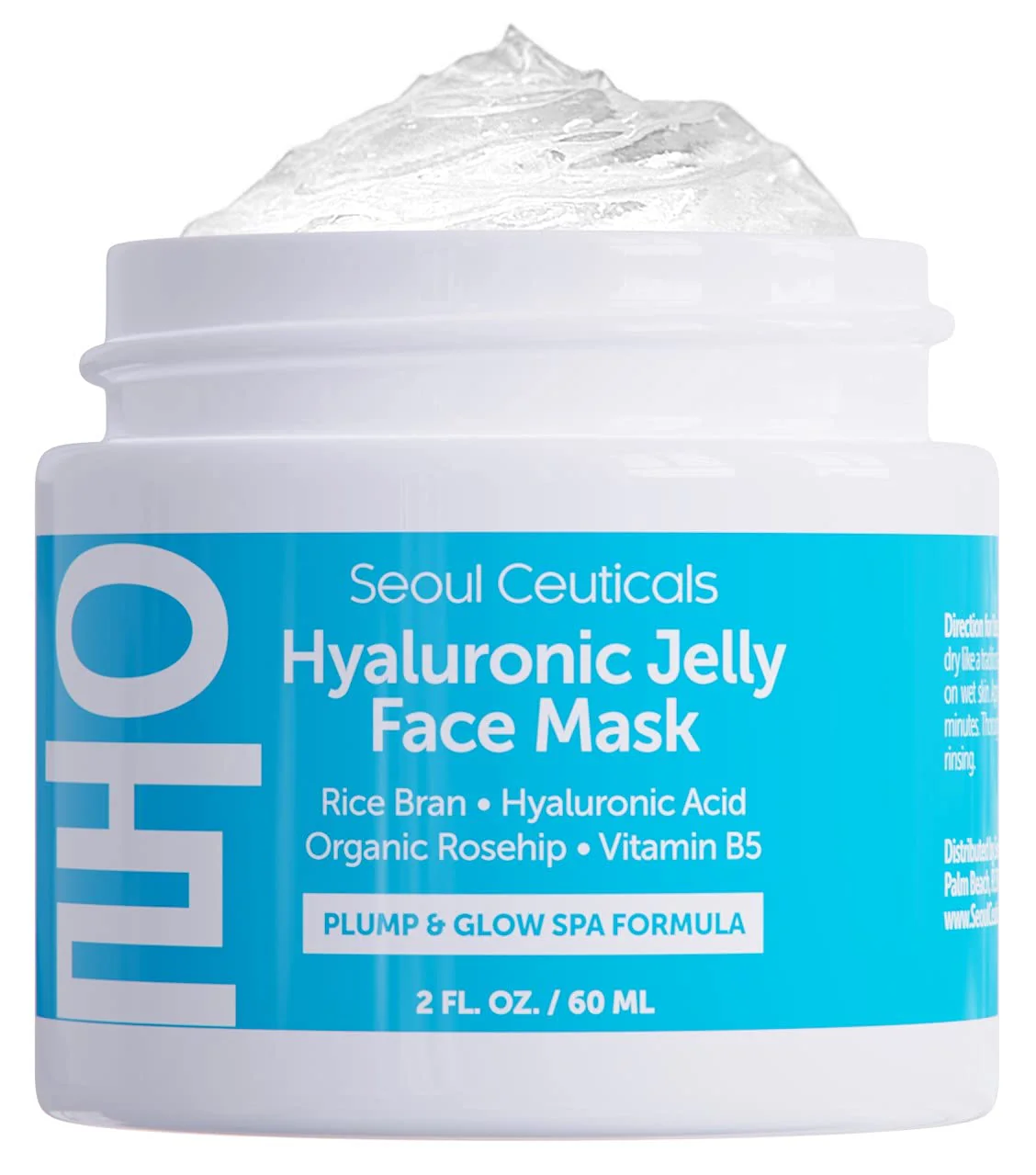 SeoulCeuticals Korean Skin Care Hyaluronic Acid Jelly Face Mask – Rice Bran + Vit B5 + Rosehip Anti Aging K Beauty Skincare for Plump Glowing Skin 2oz - Image 2