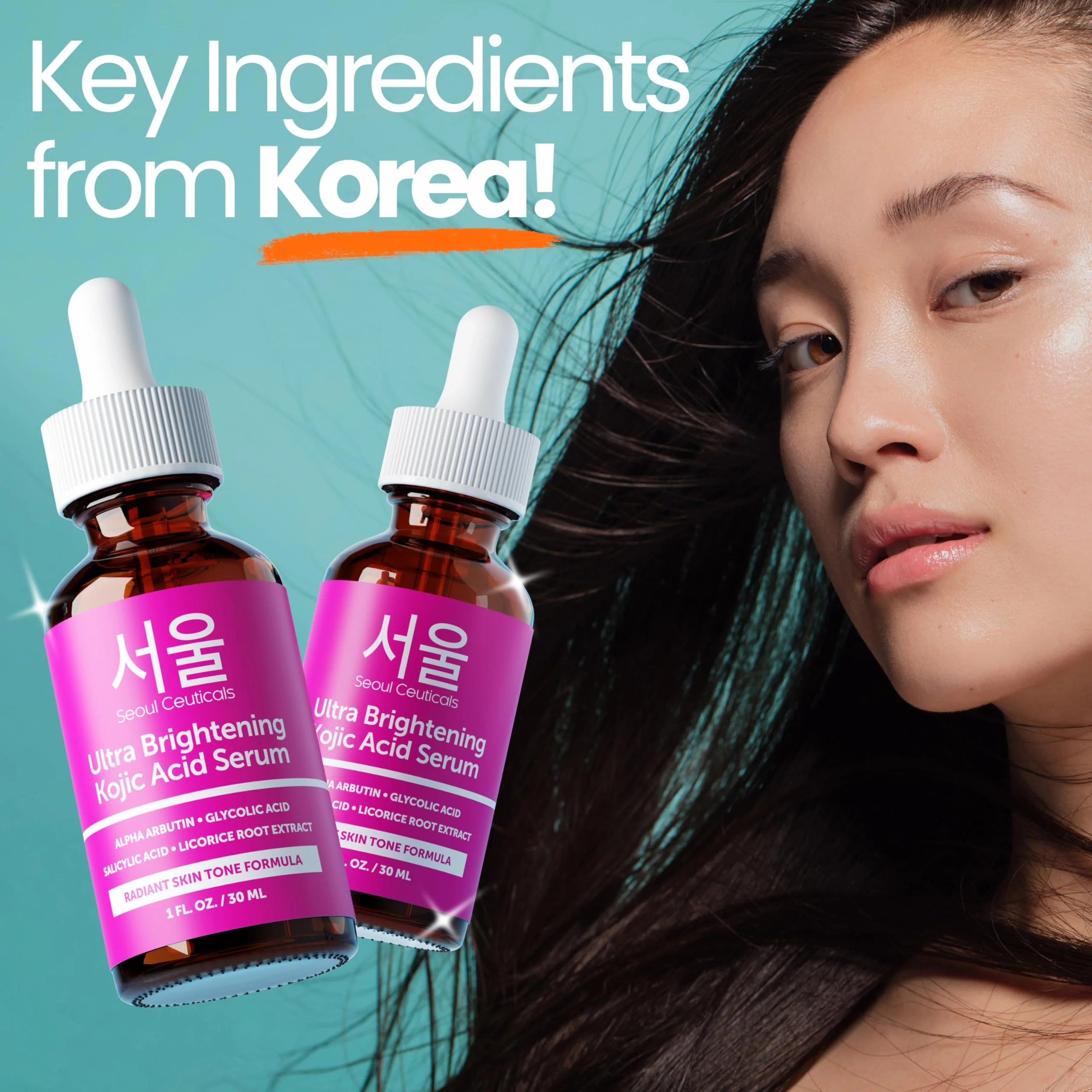 SeoulCeuticals Korean Skin Care Kojic Acid Serum Alpha Arbutin – Dark Spot Remover Corrector Glycolic Acid + Salicylic Acid K Beauty 1oz - Image 3