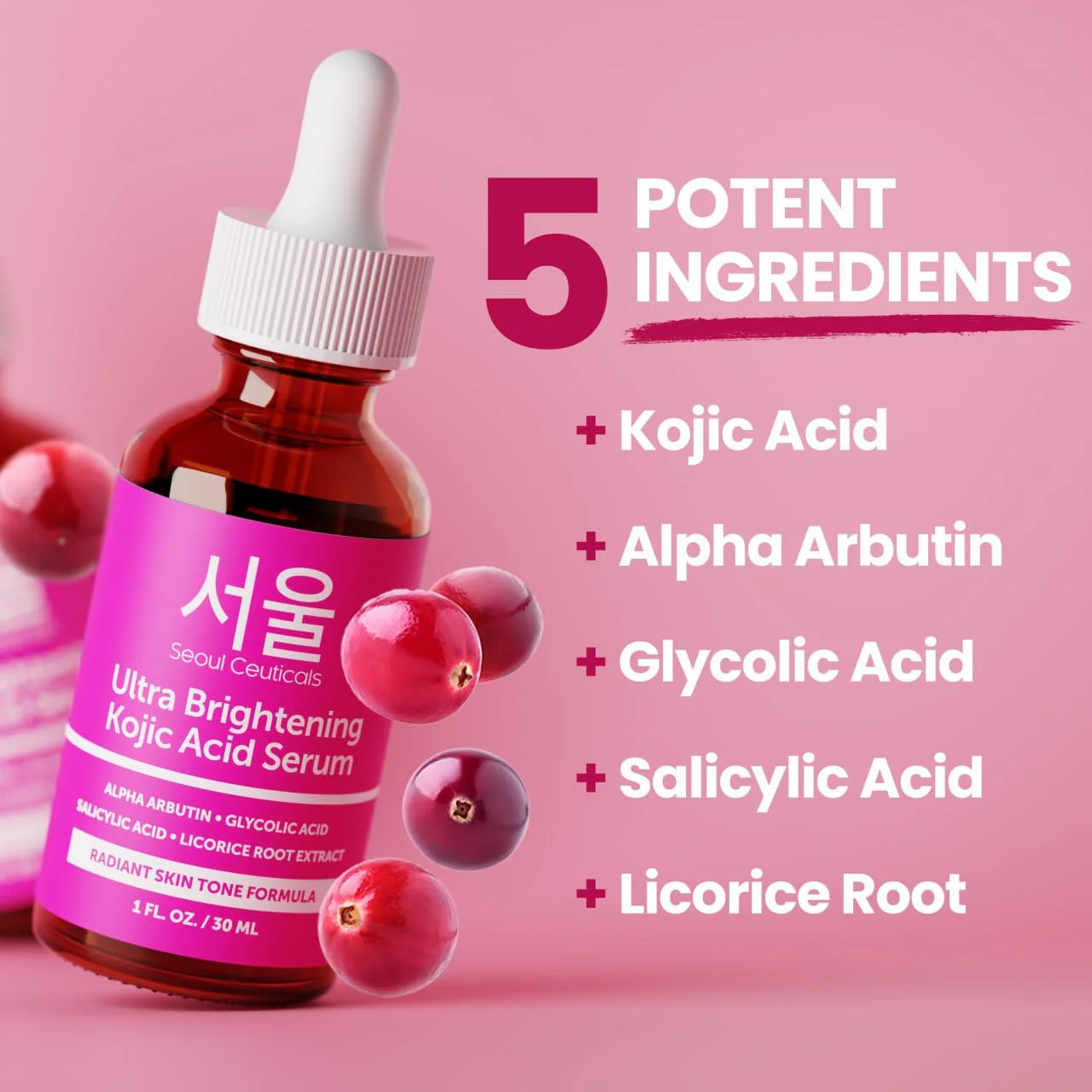 SeoulCeuticals Korean Skin Care Kojic Acid Serum Alpha Arbutin – Dark Spot Remover Corrector Glycolic Acid + Salicylic Acid K Beauty 1oz - Image 8
