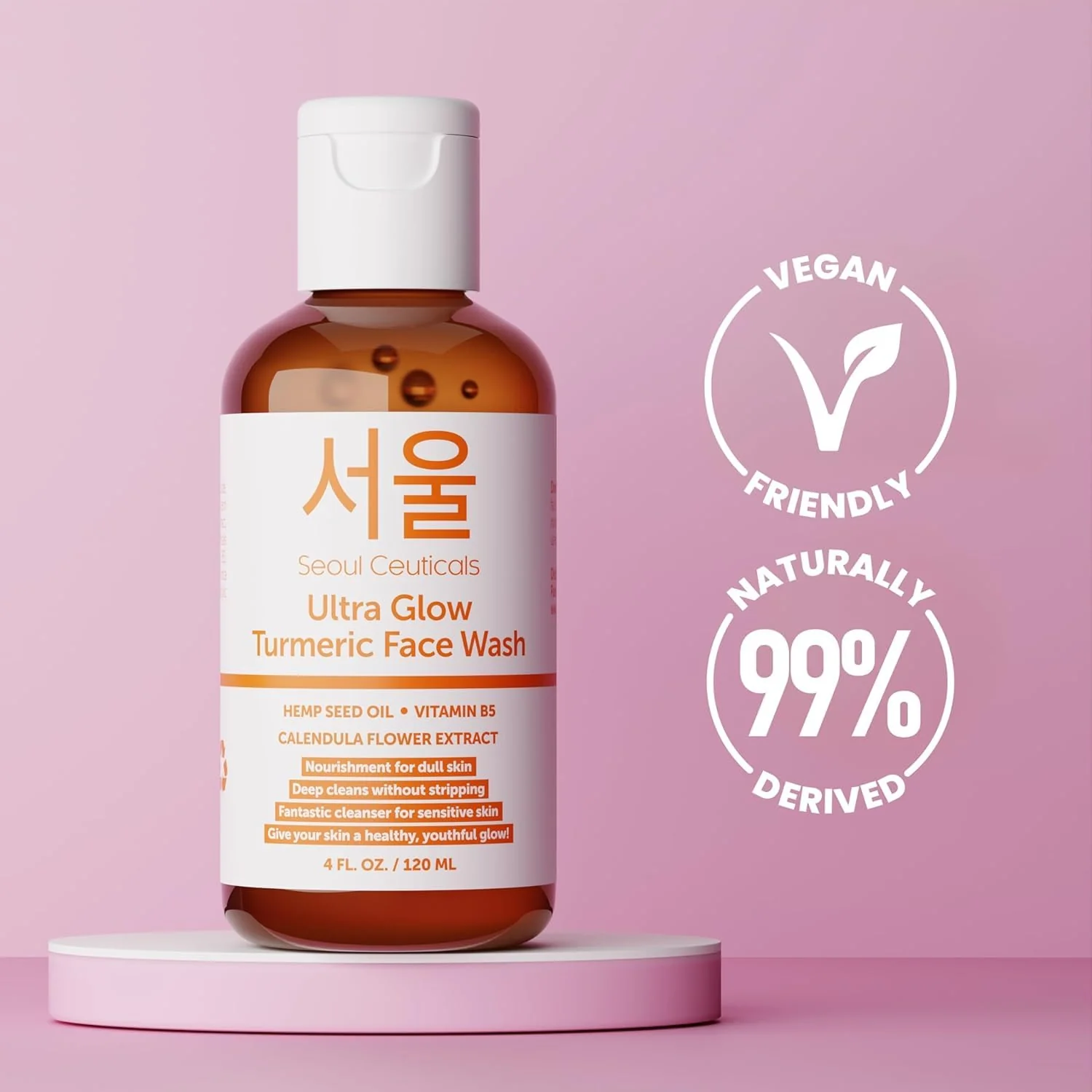 SeoulCeuticals Korean Turmeric Face Wash Cleanser – Vegan Cruelty Free Korean Skincare Facial Cleanser – K Beauty Skin Care for Dry Sensitive Skin 4oz - Image 5