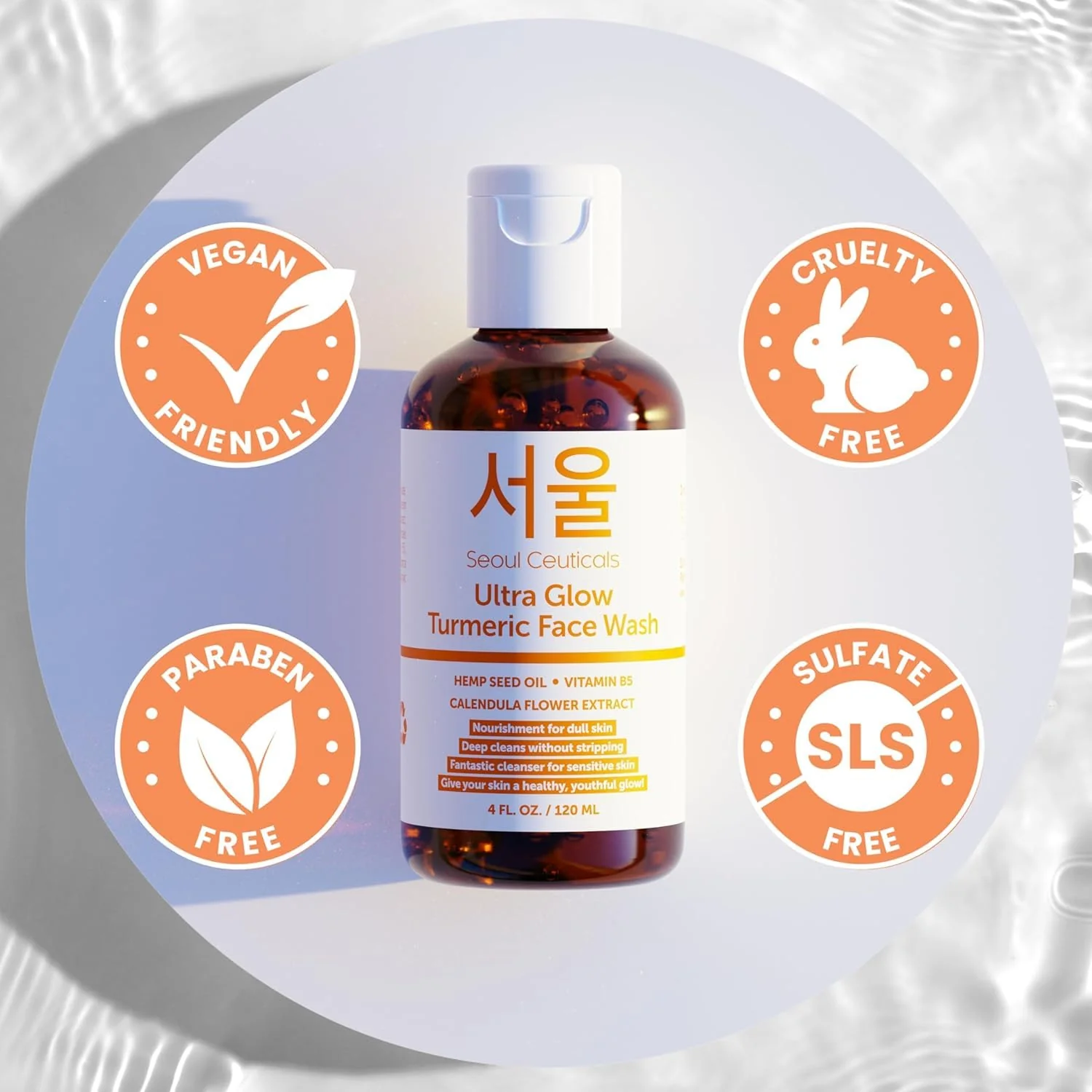 SeoulCeuticals Korean Turmeric Face Wash Cleanser – Vegan Cruelty Free Korean Skincare Facial Cleanser – K Beauty Skin Care for Dry Sensitive Skin 4oz - Image 6