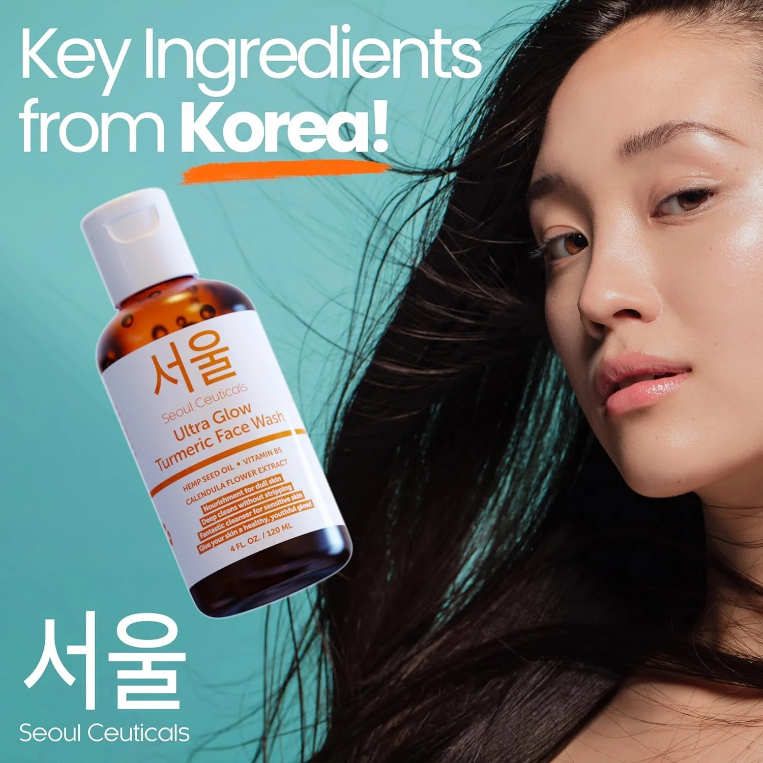 SeoulCeuticals Korean Turmeric Face Wash Cleanser – Vegan Cruelty Free Korean Skincare Facial Cleanser – K Beauty Skin Care for Dry Sensitive Skin 4oz - Image 8