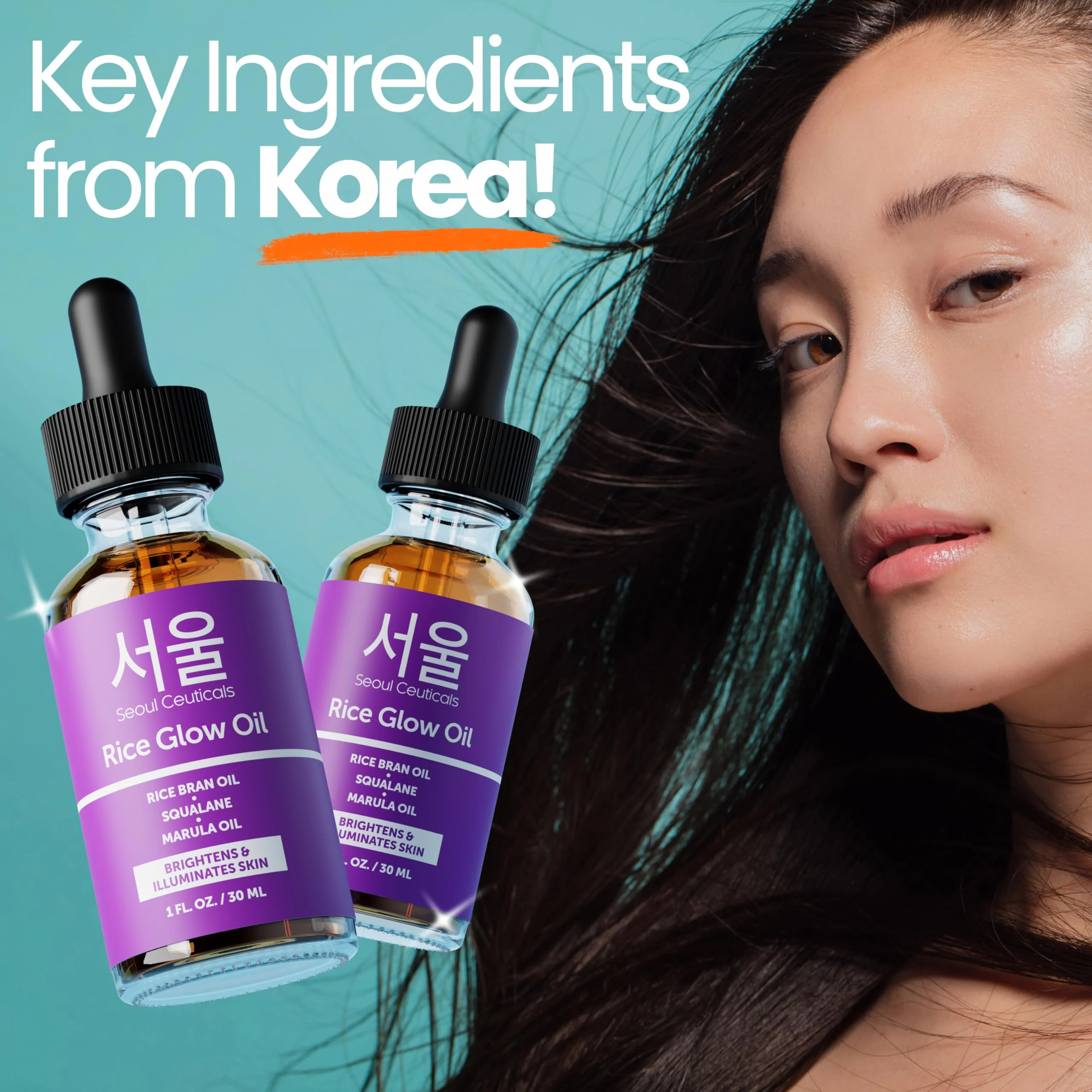 SeoulCeuticals Rice Bran Oil for Skin - Korean Skin Care Facial Glow Oil With Squalane & Vitamin E - Cruelty Free K Beauty Skincare 1oz - Image 3