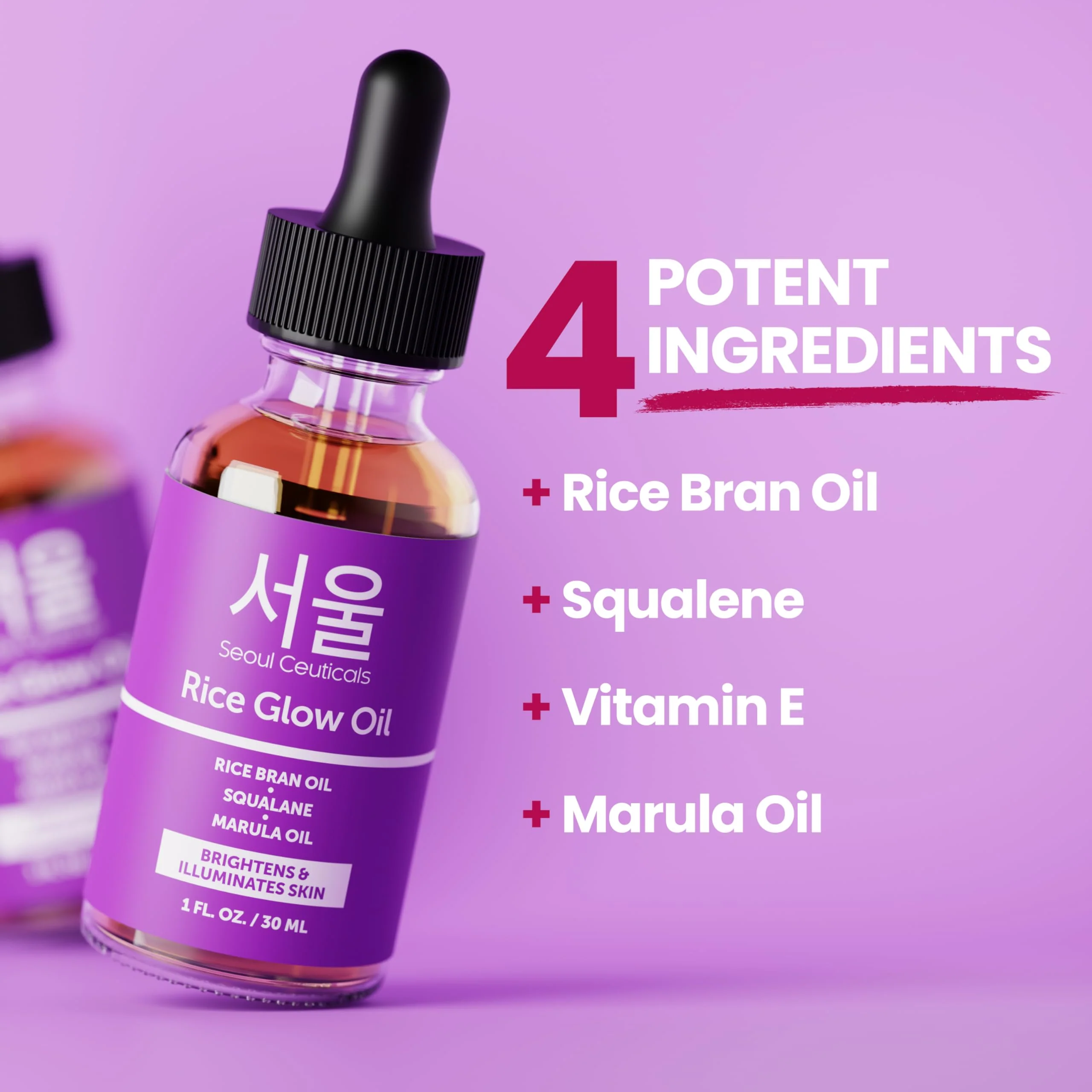 SeoulCeuticals Rice Bran Oil for Skin - Korean Skin Care Facial Glow Oil With Squalane & Vitamin E - Cruelty Free K Beauty Skincare 1oz - Image 8