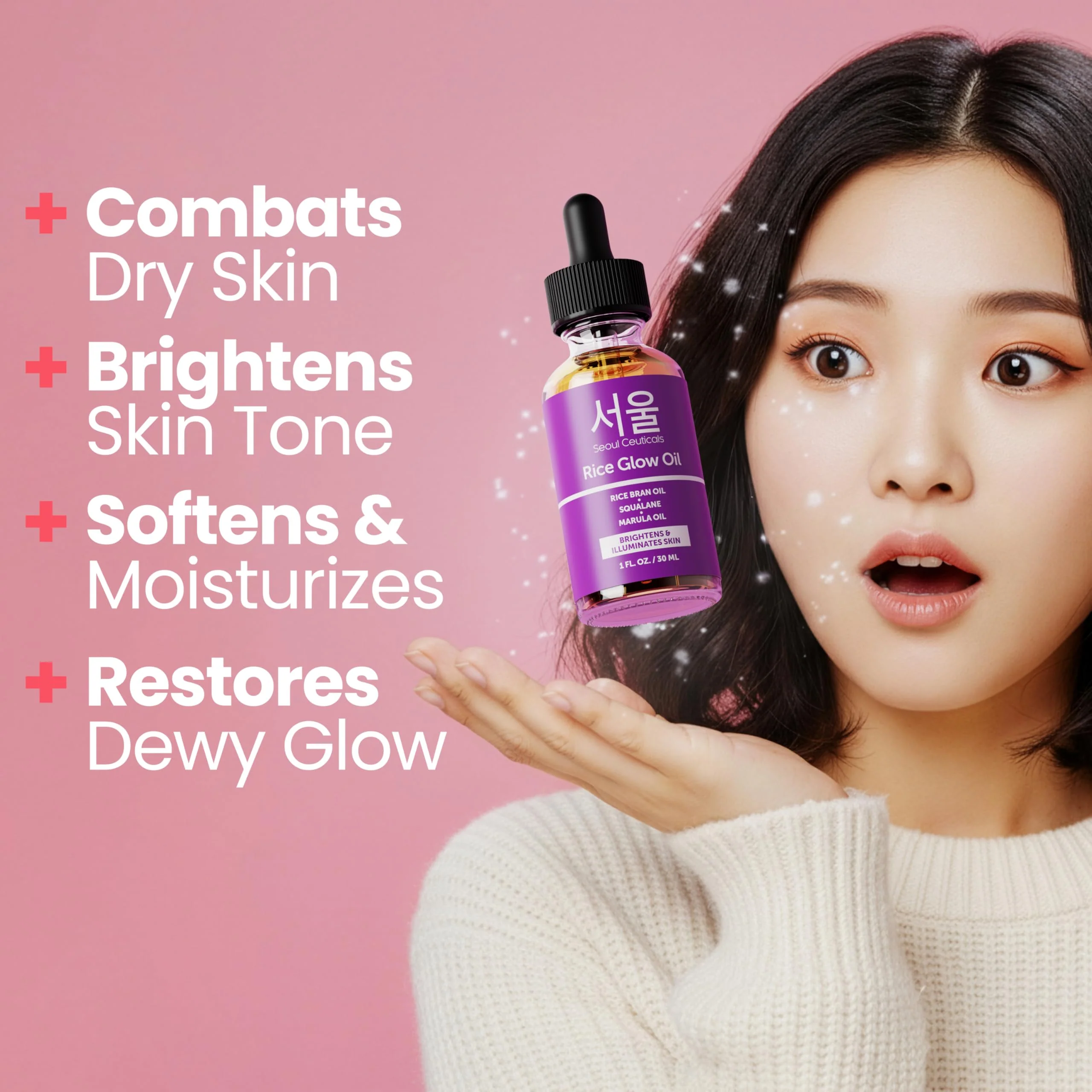 SeoulCeuticals Rice Bran Oil for Skin - Korean Skin Care Facial Glow Oil With Squalane & Vitamin E - Cruelty Free K Beauty Skincare 1oz - Image 9