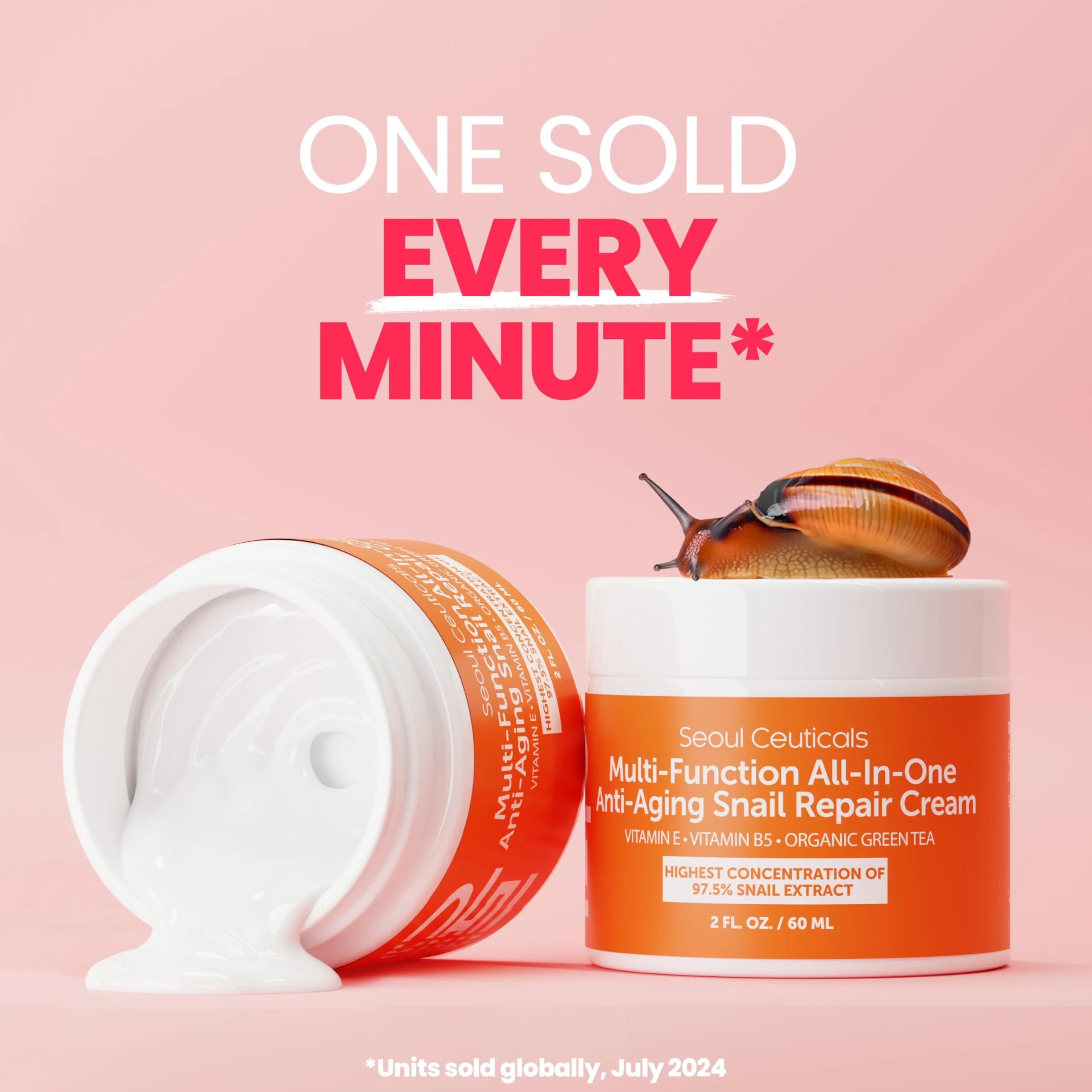 SeoulCeuticals Snail Mucin Moisturizer 97.5% - Korean Skin Care Snail Repair Cream - Day & Night Anti Aging K Beauty Skincare Cruelty Free 2oz - Image 5