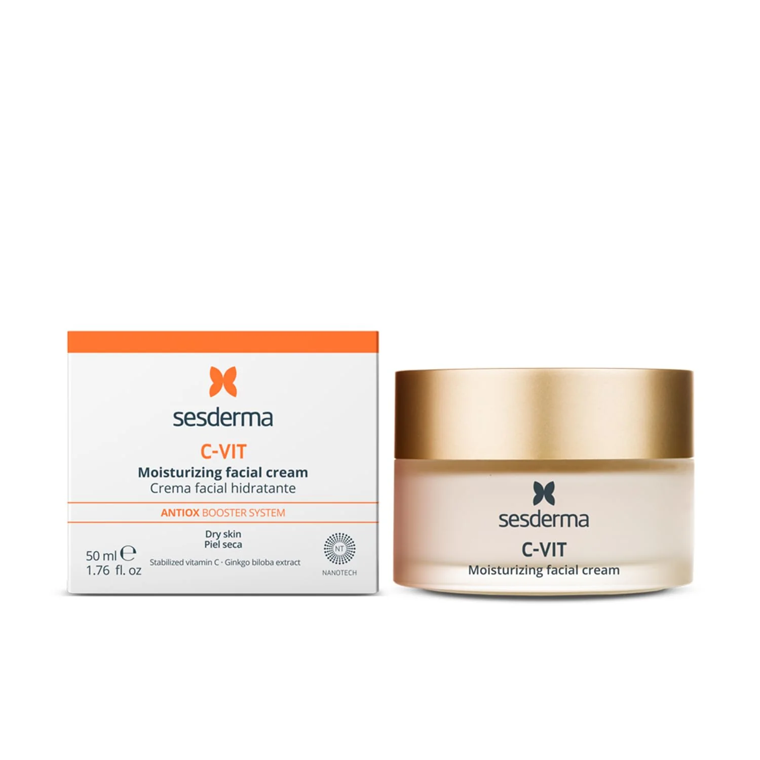 Sesderma C-VIT Moisturizing Facial Cream, Fight Aging with Vitamin C Antioxidants, Diminish Fine Lines & Revitalize Skin, 1.7 fl oz