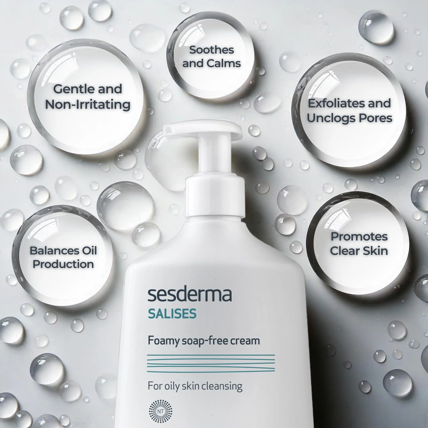 Sesderma SALISES Foamy Soap-Free Cream, Gentle Face Wash for Oily & Acne-Prone Skin, Salicylic Acid Pore Cleanser, 8.5 fl oz - Image 5
