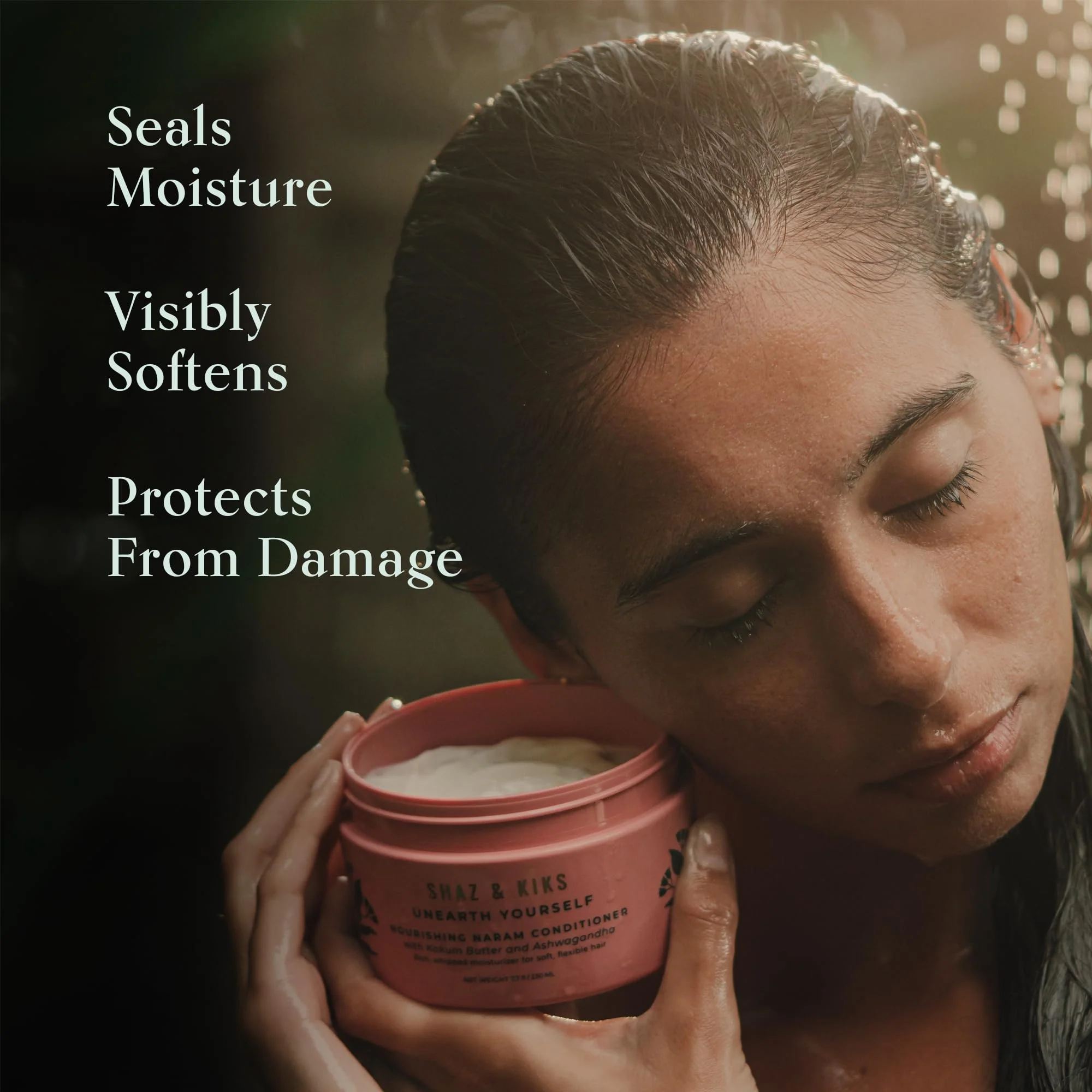 SHAZ & KIKS Nourishing Naram Conditioner | Weightless Whipped Conditioner to Repair Damage and Reduce Frizz | Visibly Softens and Protects Hair | Ashwagandha & Kokum Butter | Vegan, Color-Safe | 230ml - Image 3