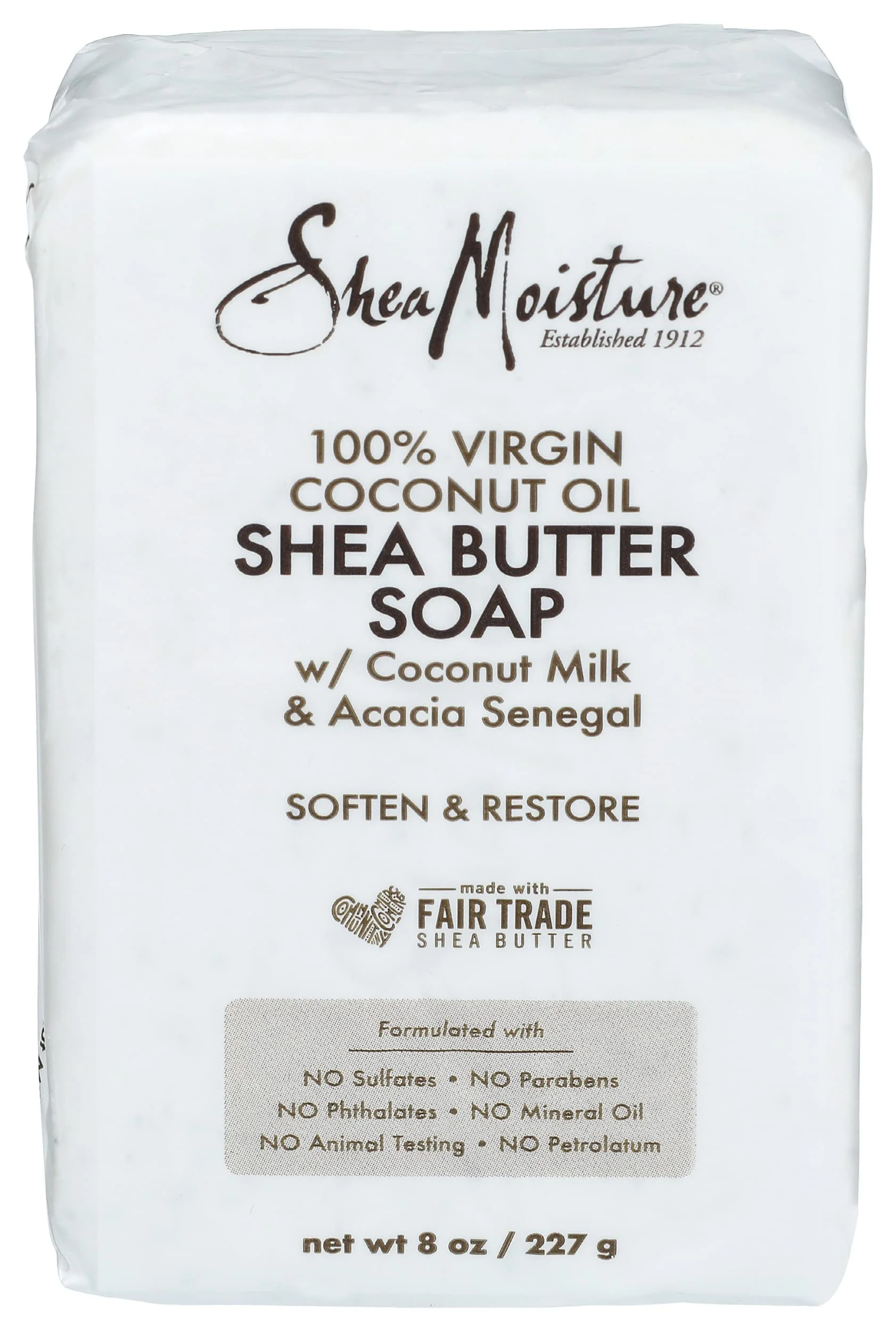 SHEA MOISTURE 100% Virgin Oil Butter Soap, Coconut, 8 Oz (U-BB-2690)
