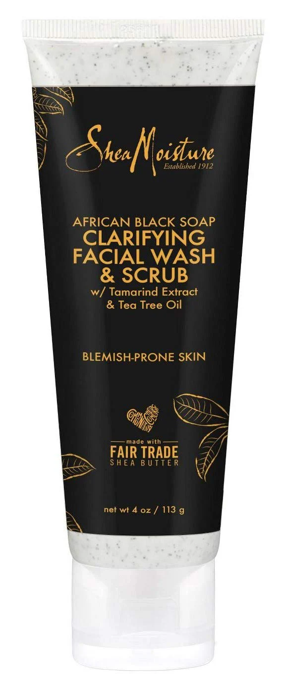 SHEA MOISTURE African Black Soap Facial Wash & Scrub 4 Ounce (Pack of 2)