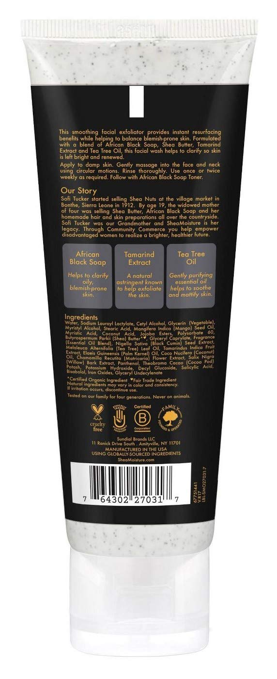 SHEA MOISTURE African Black Soap Facial Wash & Scrub 4 Ounce (Pack of 2) - Image 2