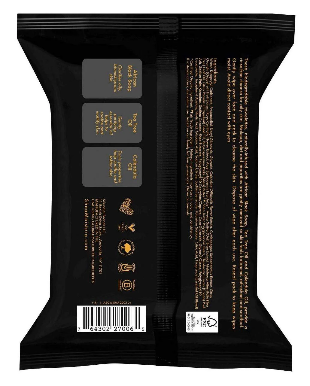 SHEA MOISTURE African Black Soap Facial Wipes 30 Count (3 Pieces) - Image 2