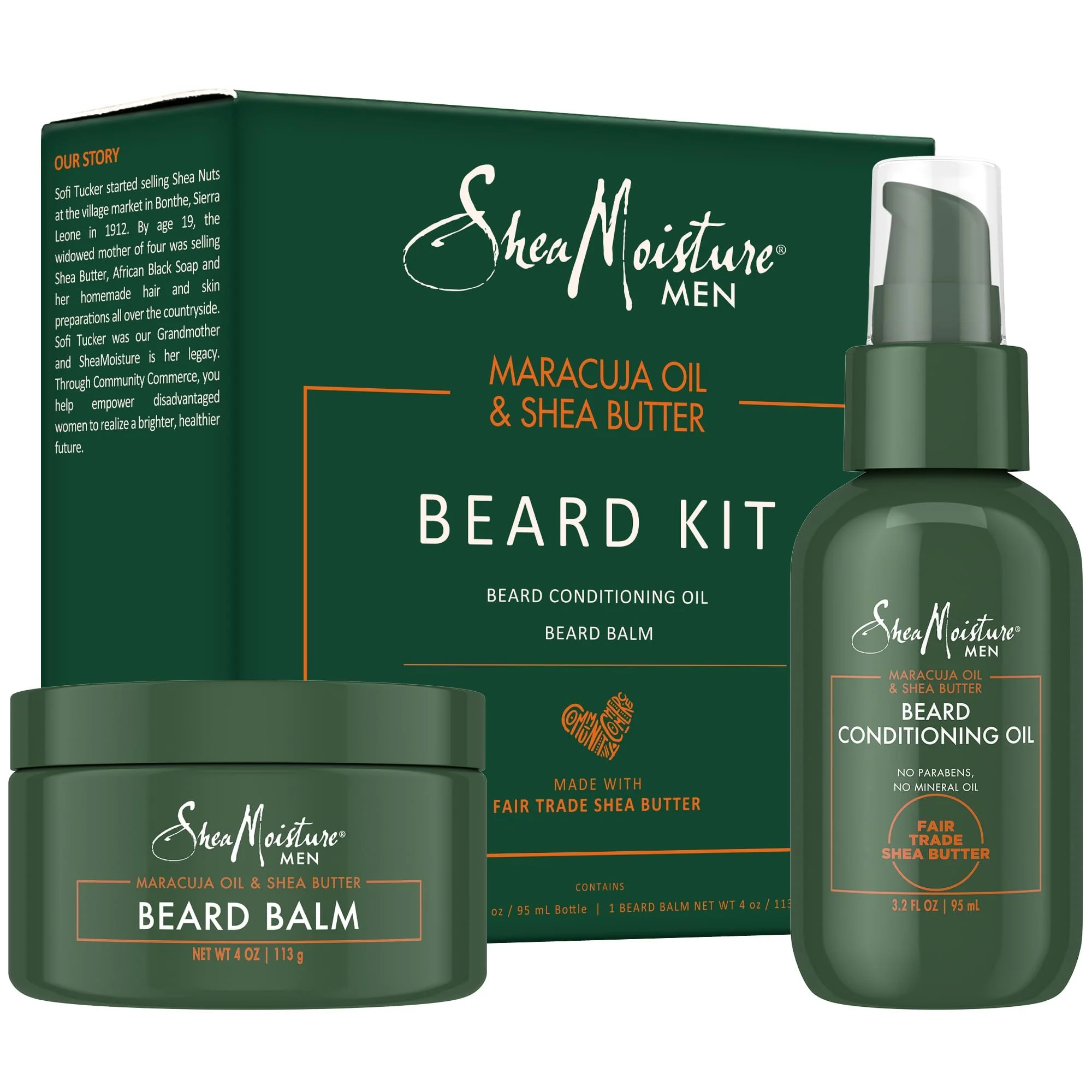 Shea Moisture Beard Care Gift Set – Natural Beard Oil & Beard Balm Scented with Essential Oils, Gift for Men (2 Piece Set)