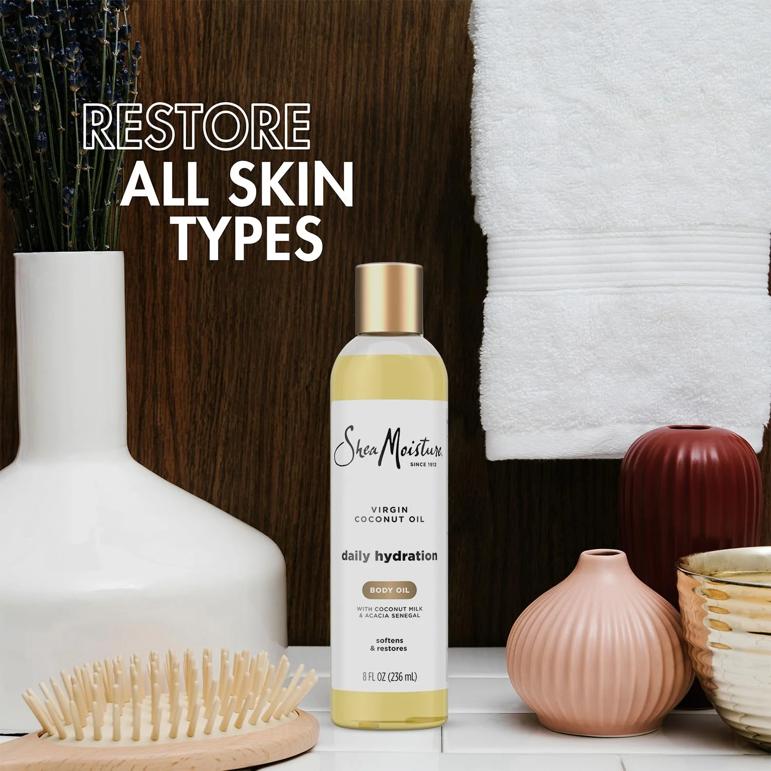 Shea Moisture Body Oil, Daily Hydration 2-Pack – Lightweight, Non-Greasy Moisturizer with Virgin Coconut Oil for Soft, Smooth Skin, 8 Oz Ea - Image 3