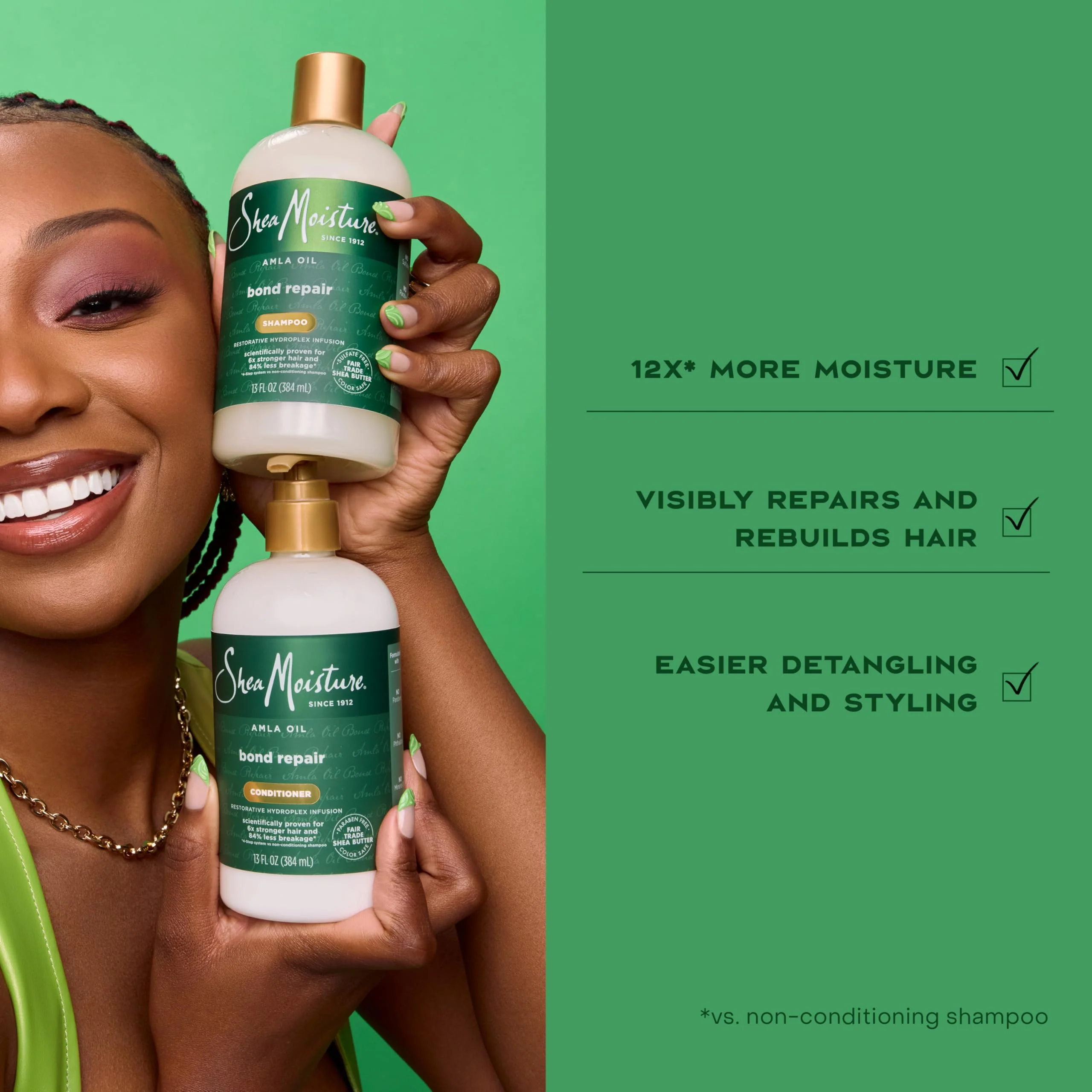 Shea Moisture Bond Repair Conditioner Amla Oil Strengthens And Repairs Hair Bonds With Hydroplex Technology And Amla Oil For Less Breakage With Restorative HydroPlex Infusion 13 FlOz - Image 6