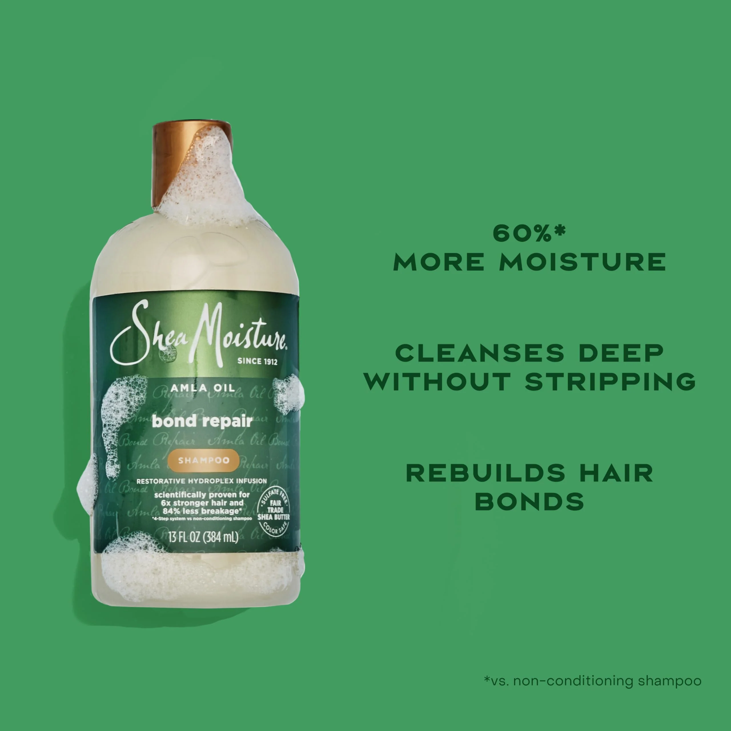 Shea Moisture Bond Repair Shampoo Amla Oil Deeply Cleanses And Removes Build Up To Repair Hair Bonds With Hydroplex Technology And Amla Oil With Restorative HydroPlex Infusion 13 Fl Oz - Image 4