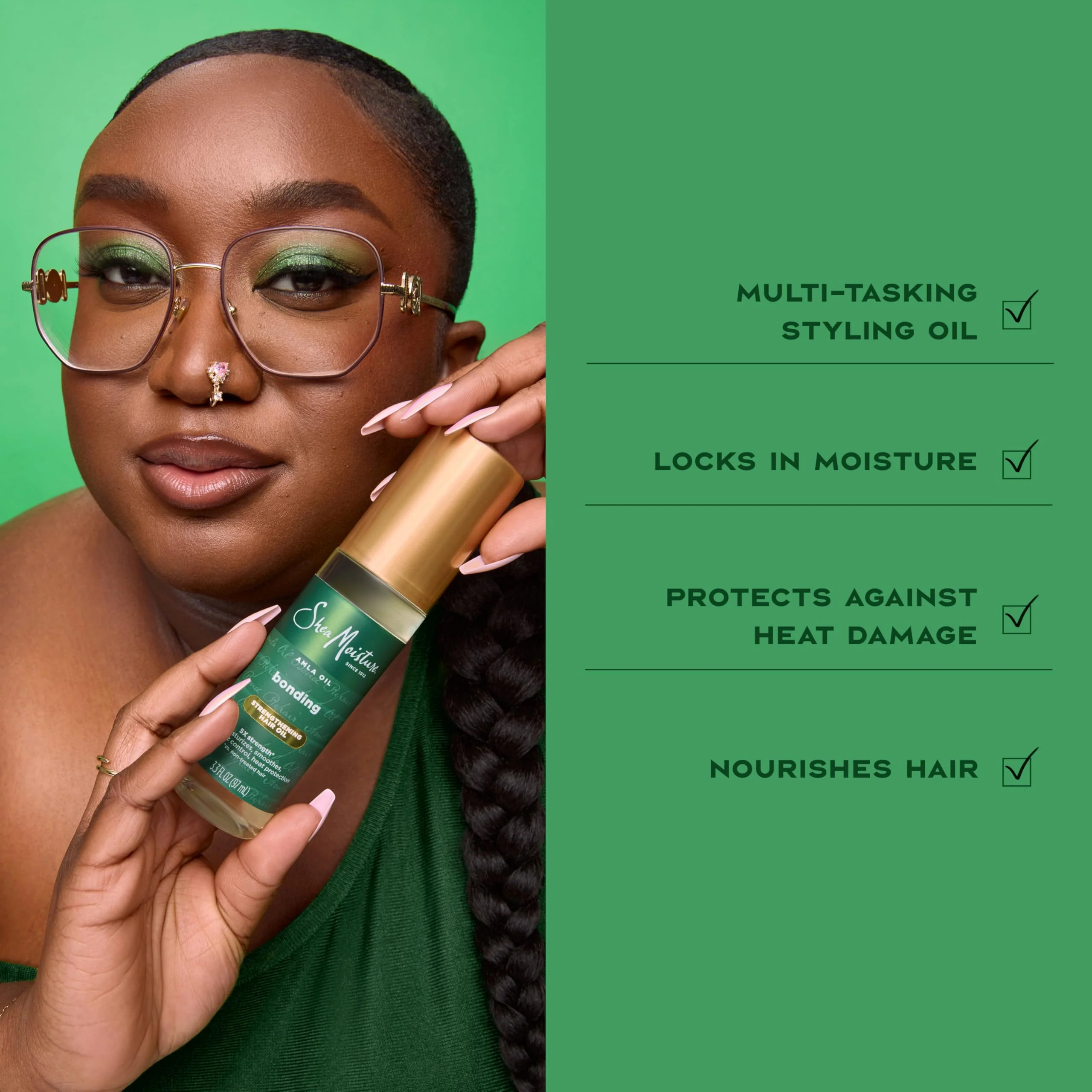 Shea Moisture Bonding Oil Amla Oil To Protect, Strengthen And Smooth Hair With Amla Oil And Fair-Trade Shea Butter With 5X Strength And 24-Hour Frizz & Humidity Control 3.3 Fl Oz - Image 5