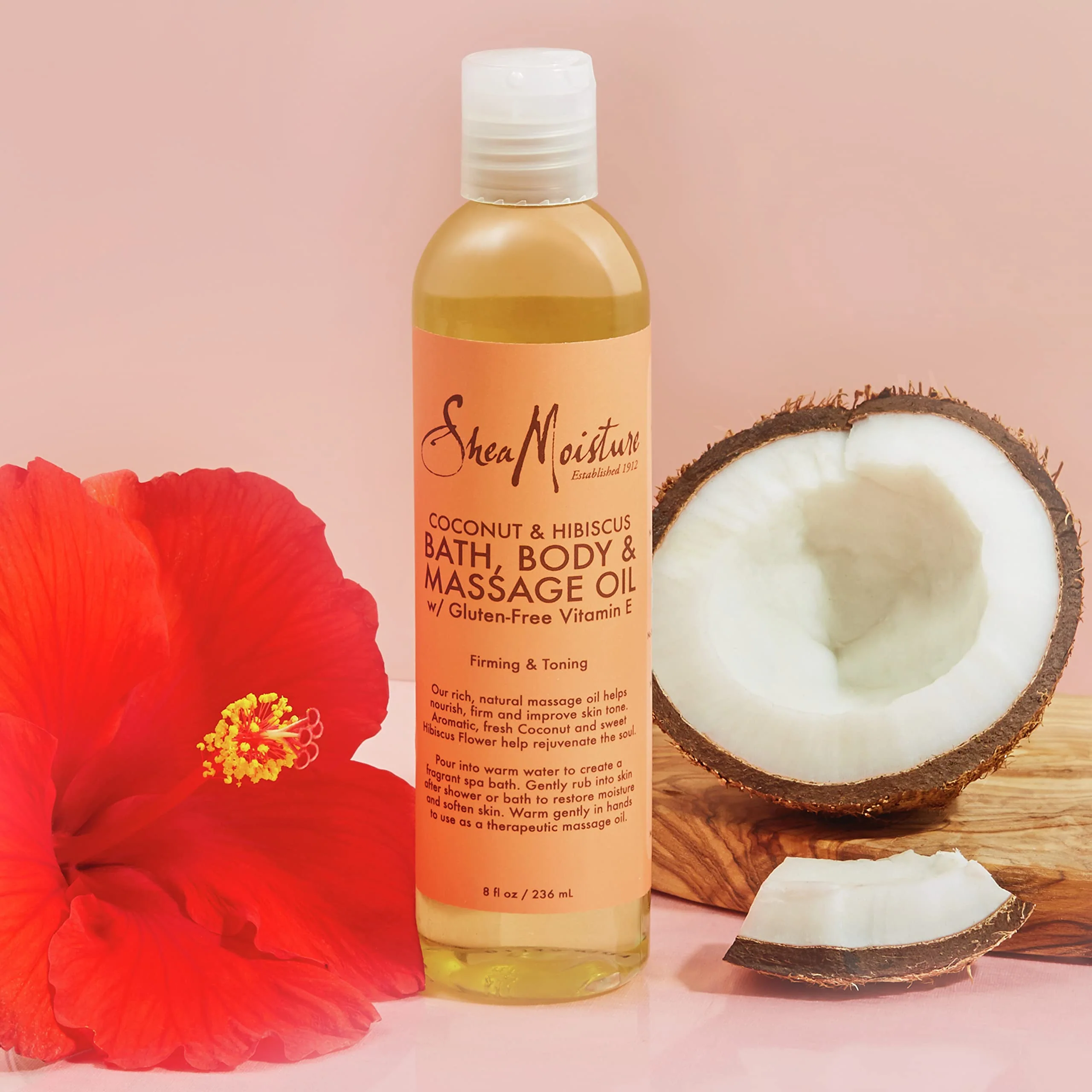 Shea Moisture Coconut & Hibiscus Massage Oil and Body Oil for Dry Skin, Bath Oil with Coconut Oil and Vitamin E Oil for Skin, 8 oz - Image 7