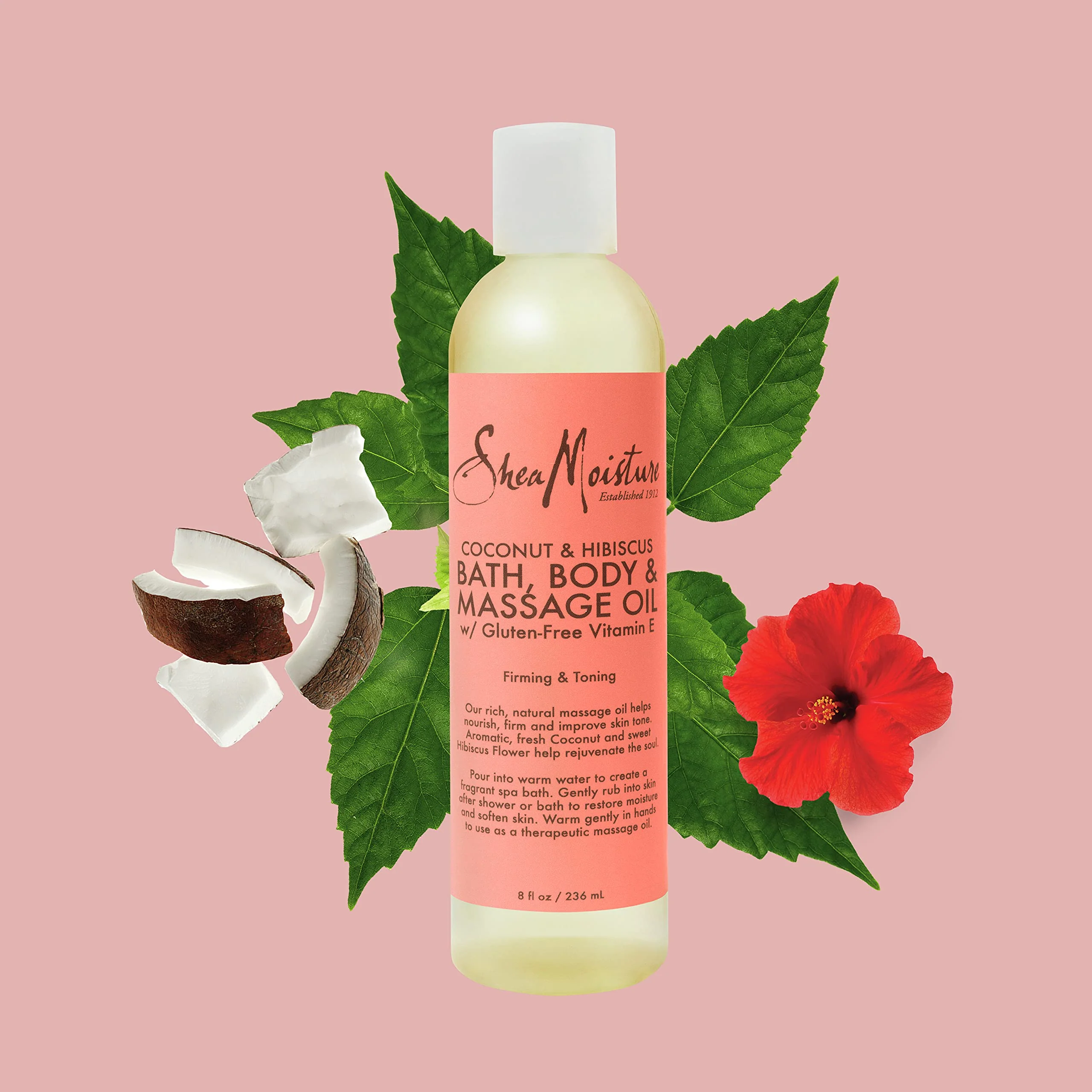 Shea Moisture Coconut & Hibiscus Massage Oil and Body Oil for Dry Skin, Bath Oil with Coconut Oil and Vitamin E Oil for Skin, 8 oz - Image 8