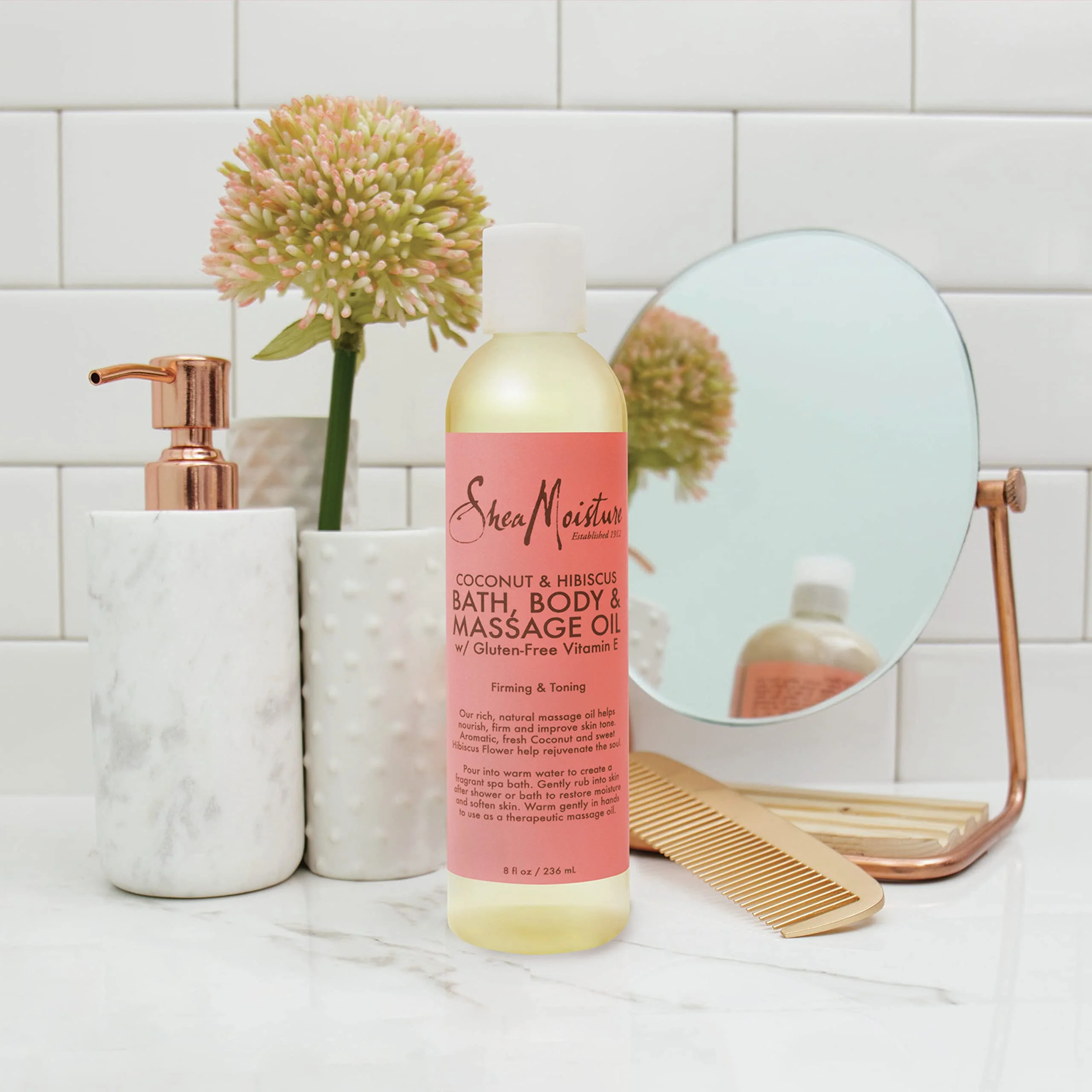 Shea Moisture Coconut & Hibiscus Massage Oil and Body Oil for Dry Skin, Bath Oil with Coconut Oil and Vitamin E Oil for Skin, 8 oz - Image 9