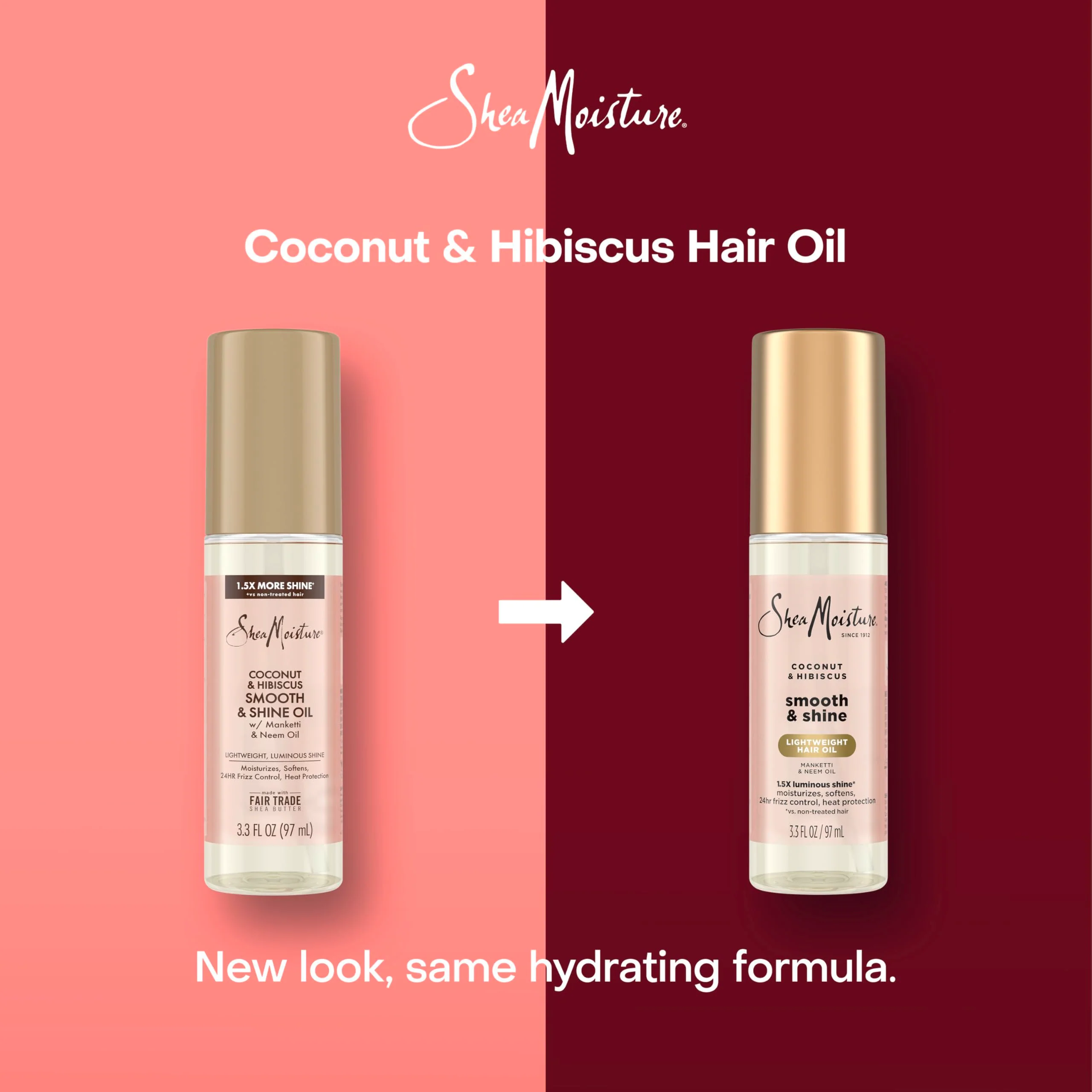 Shea Moisture Coconut & Hibiscus Smooth & Shine Oil Coconut & Hibiscus Softens And Hydrates Hair With Manketti And Coconut Oil For A Lightweight Texture 3.3 Fl Oz - Image 3