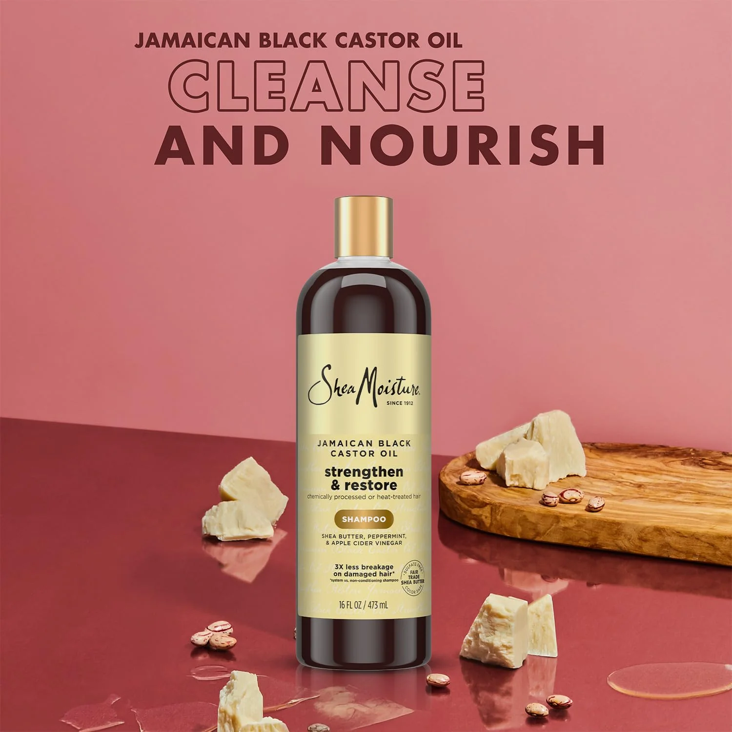Shea Moisture Jamaican Black Castor Oil Strengthen & Restore Shampoo 2-Pack, 16 Oz Ea - Image 3