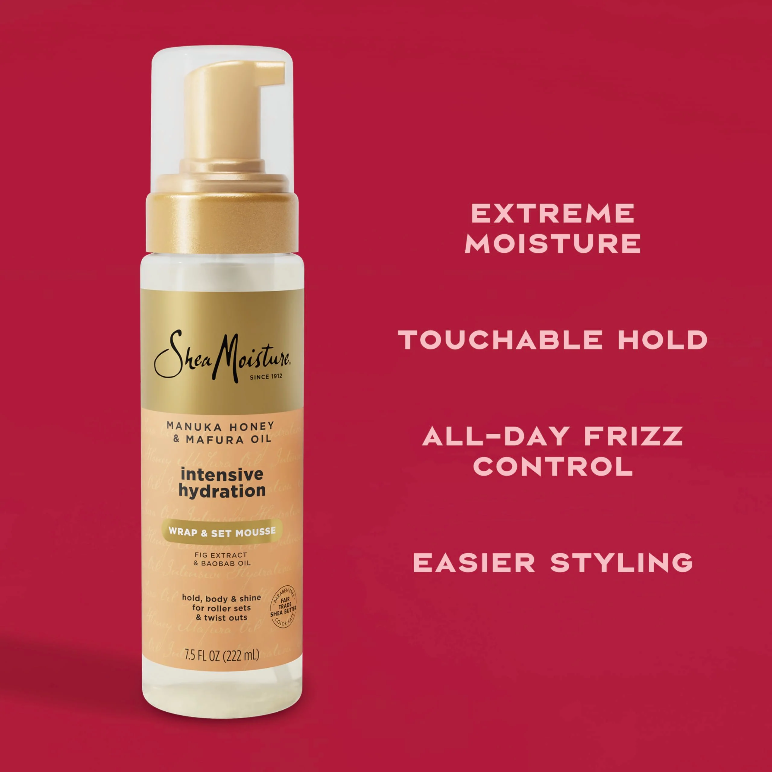 Shea Moisture Manuka Honey & Mafura Oil Wrap & Set Mousse Hydrating Made for Hold, Body, & Shine 7.5 oz - Image 4