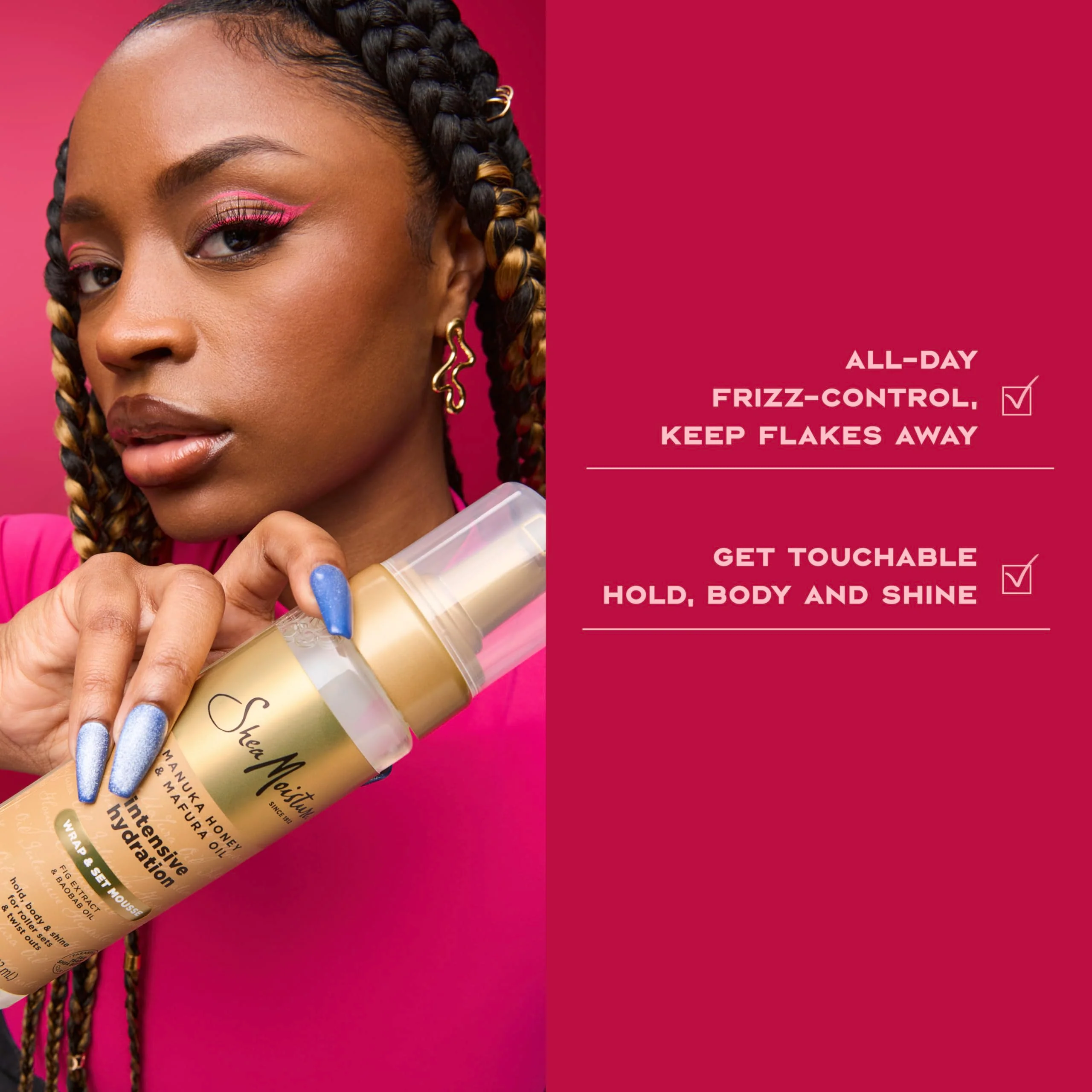 Shea Moisture Manuka Honey & Mafura Oil Wrap & Set Mousse Hydrating Made for Hold, Body, & Shine 7.5 oz - Image 5