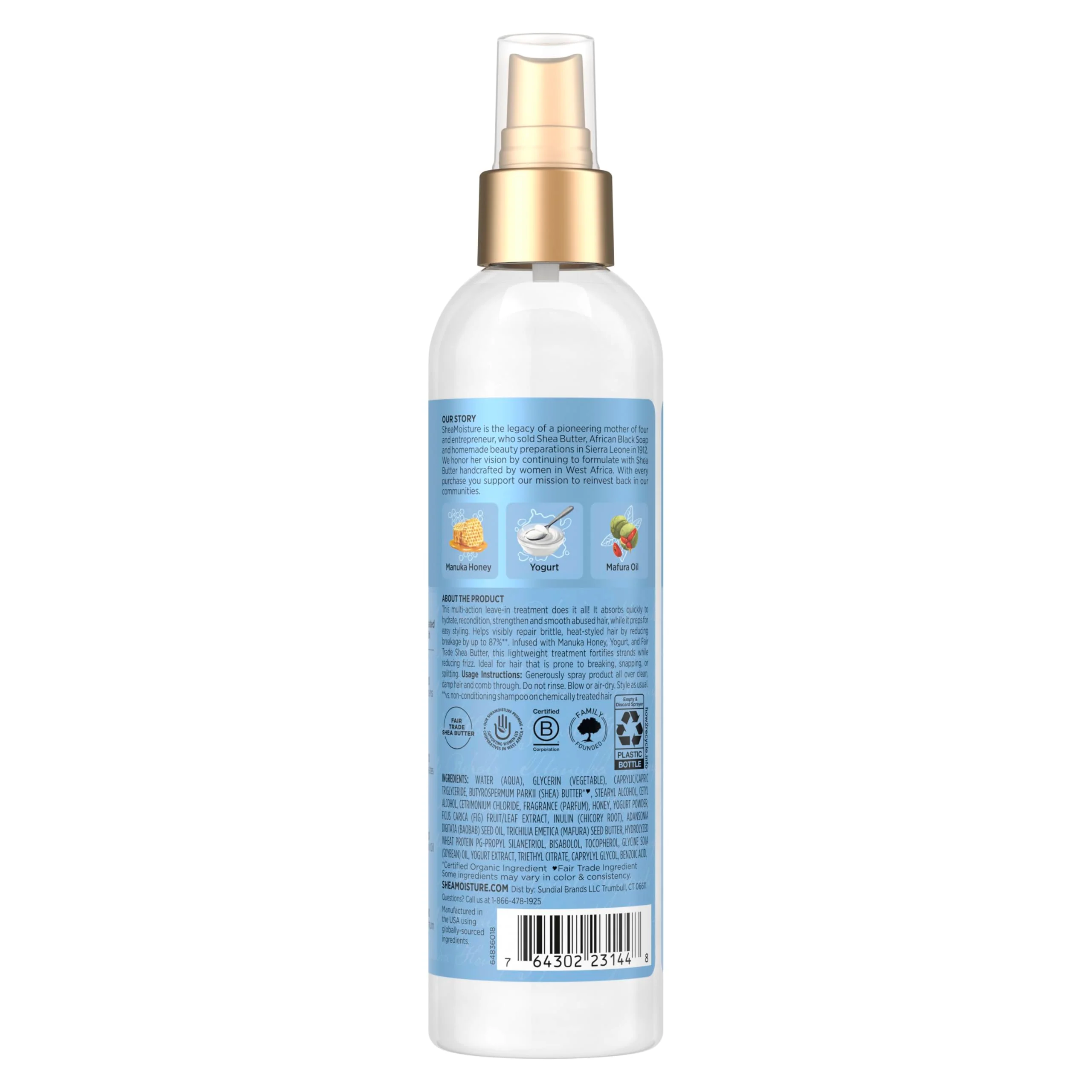 Shea Moisture Multi-Action Leave-In Conditioner Manuka Honey And Yogurt For Damaged Hair Sulfate Free Conditioner Spray 8 Oz - Image 2