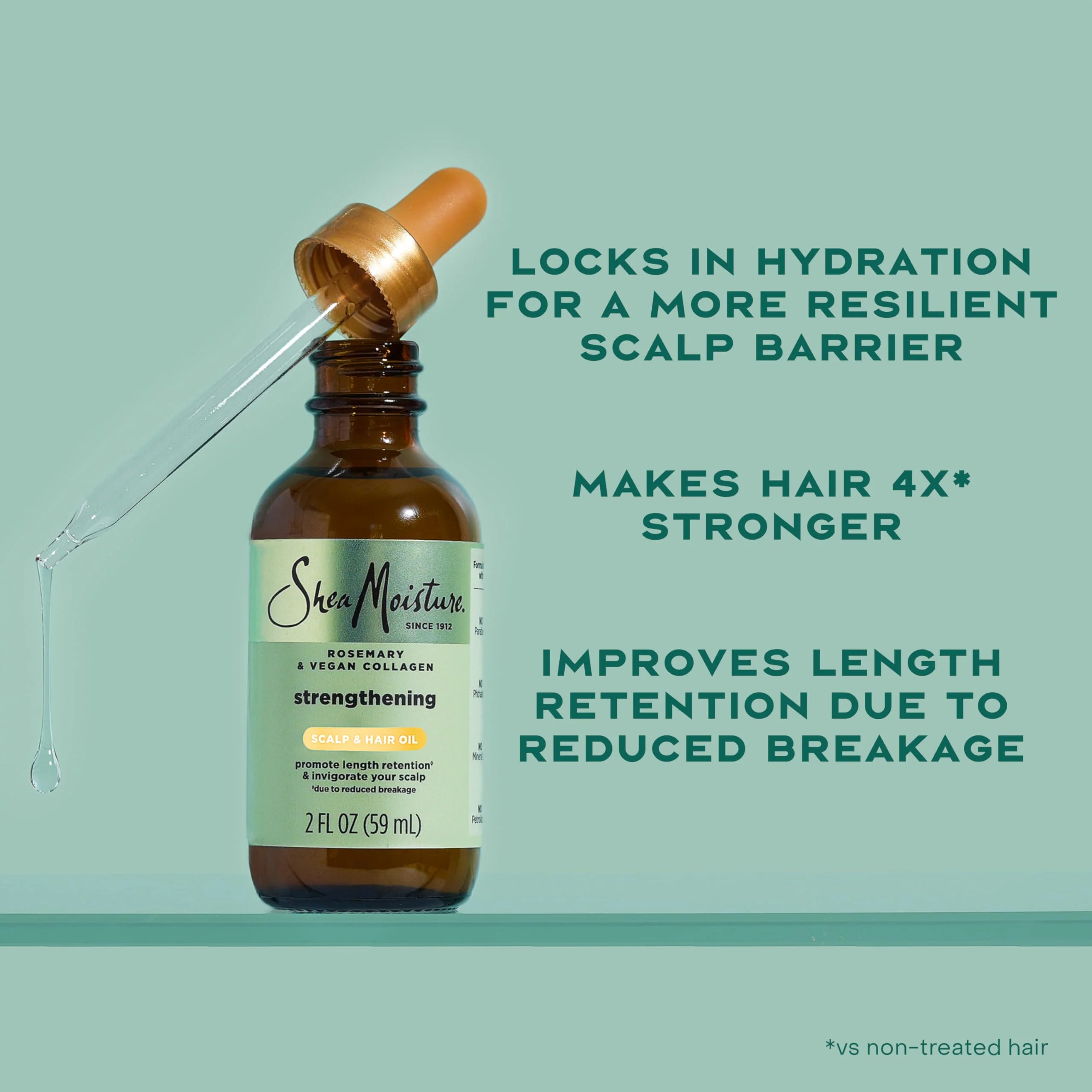Shea Moisture Strengthening Scalp & Hair Oil Rosemary & Vegan Collagen To Protect The Scalp And Strengthen Hair With ScalpBoost Technology For A Cooling Sensation With ScalpBoost Technology 2 Fl Oz - Image 5