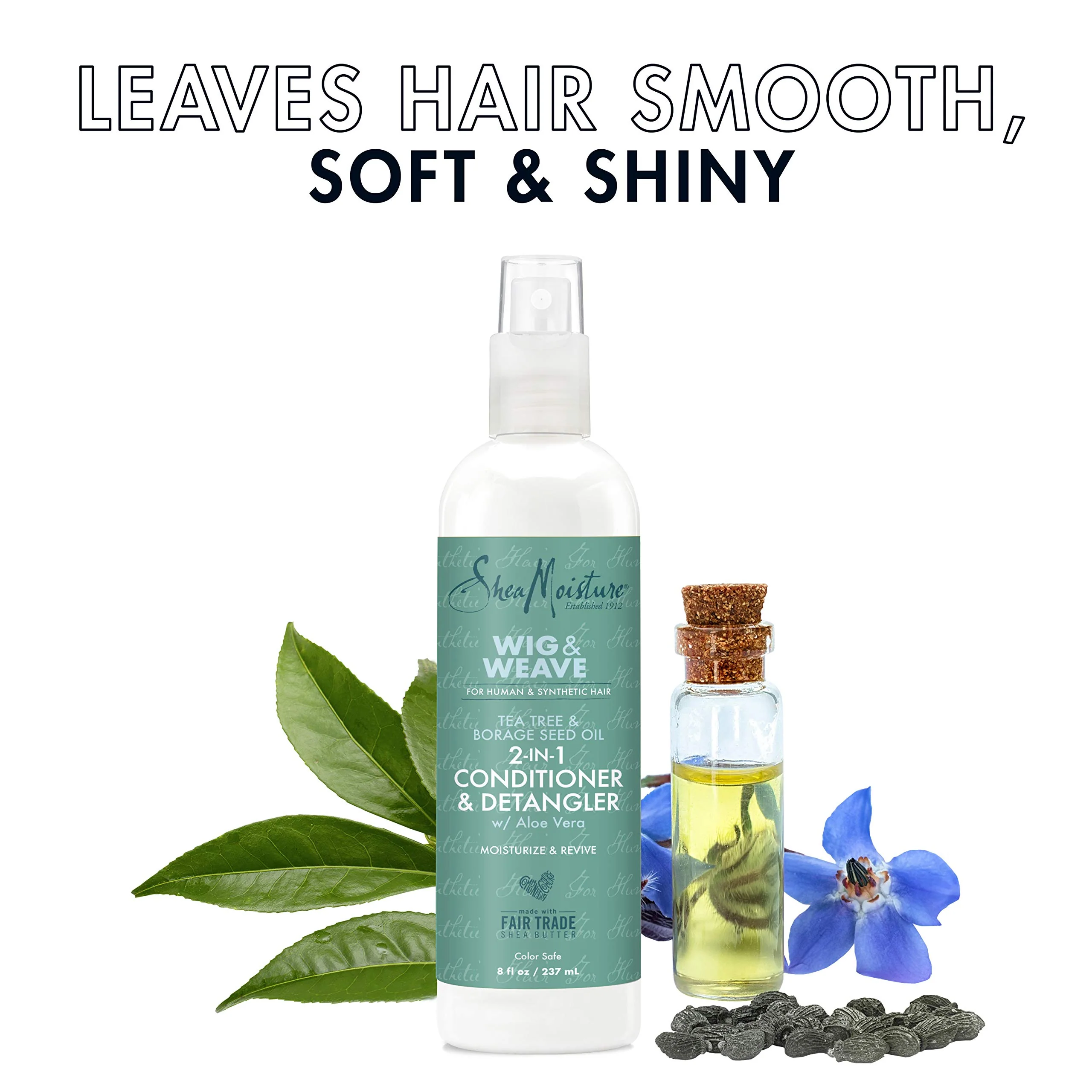 SheaMoisture 2in1 Conditioner and Detangler Leave-In Conditioner for Wig Tea Tree and Borage Seed Oil Paraben Free Conditioner 8 oz - Image 6