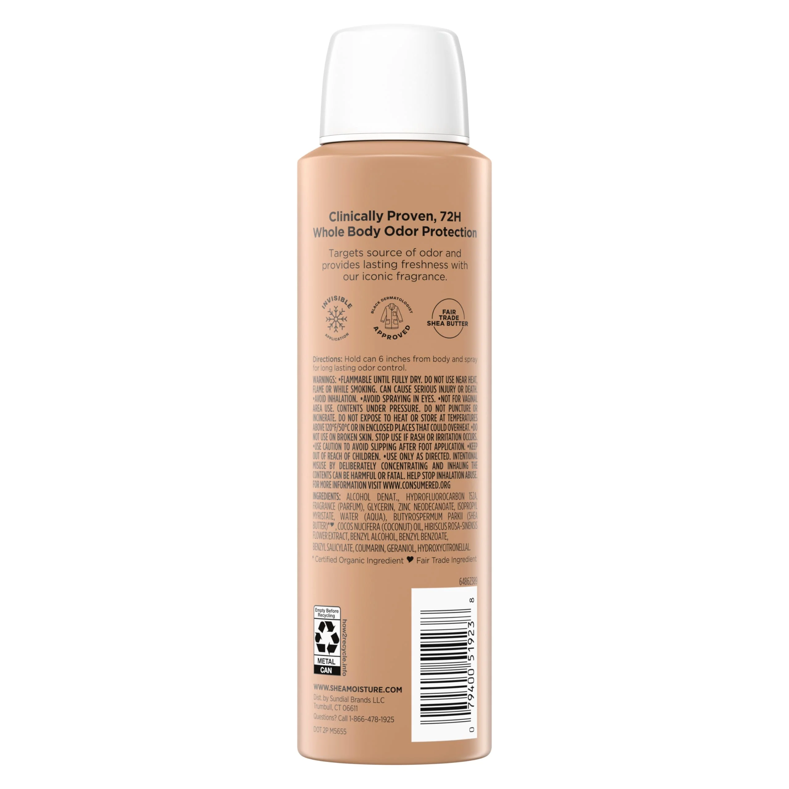 SheaMoisture All Over Body Deodorant Spray for Women Raw Shea Butter & Hyaluronic Acid Aluminum Free 4oz - Image 2