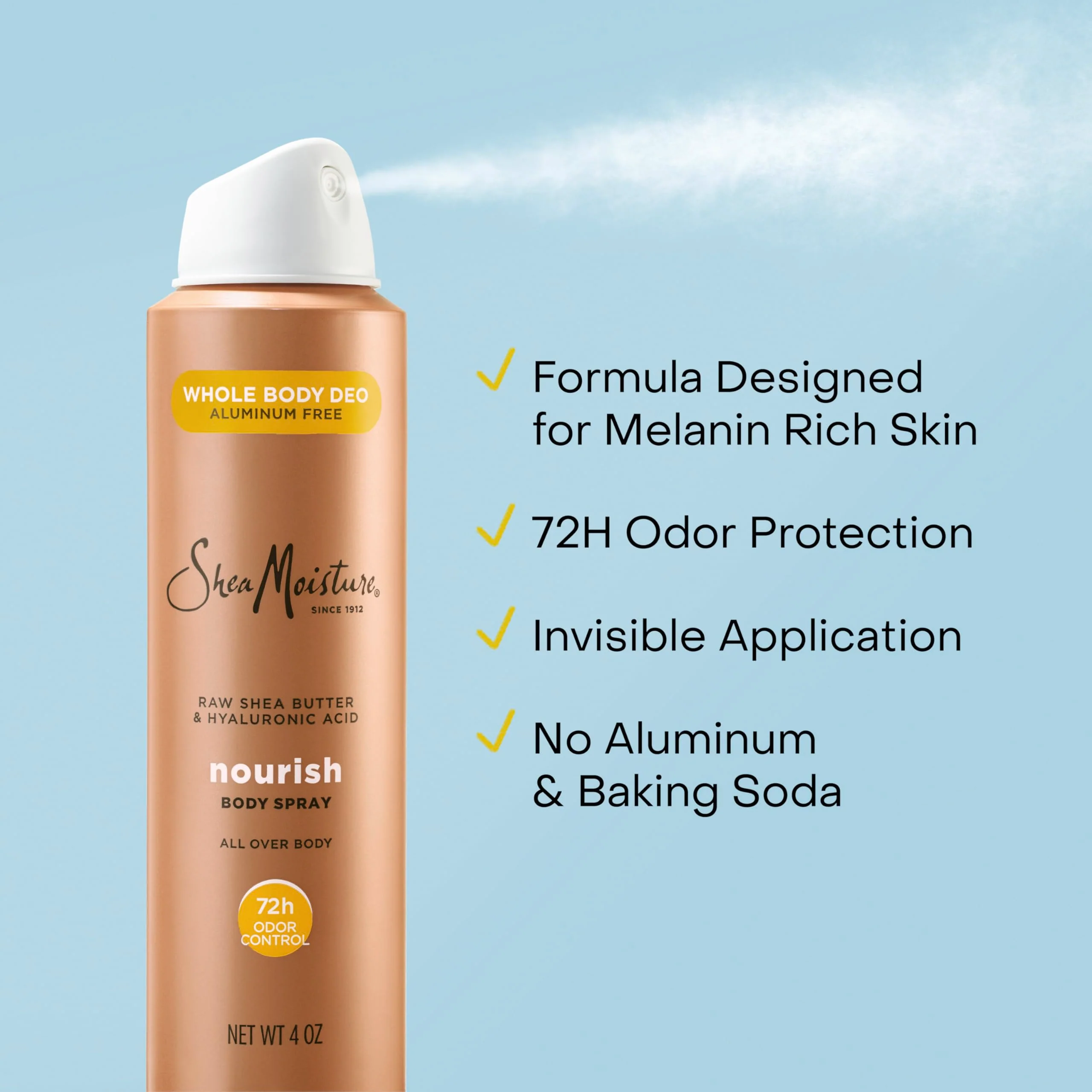 SheaMoisture All Over Body Deodorant Spray for Women Raw Shea Butter & Hyaluronic Acid Aluminum Free 4oz - Image 4
