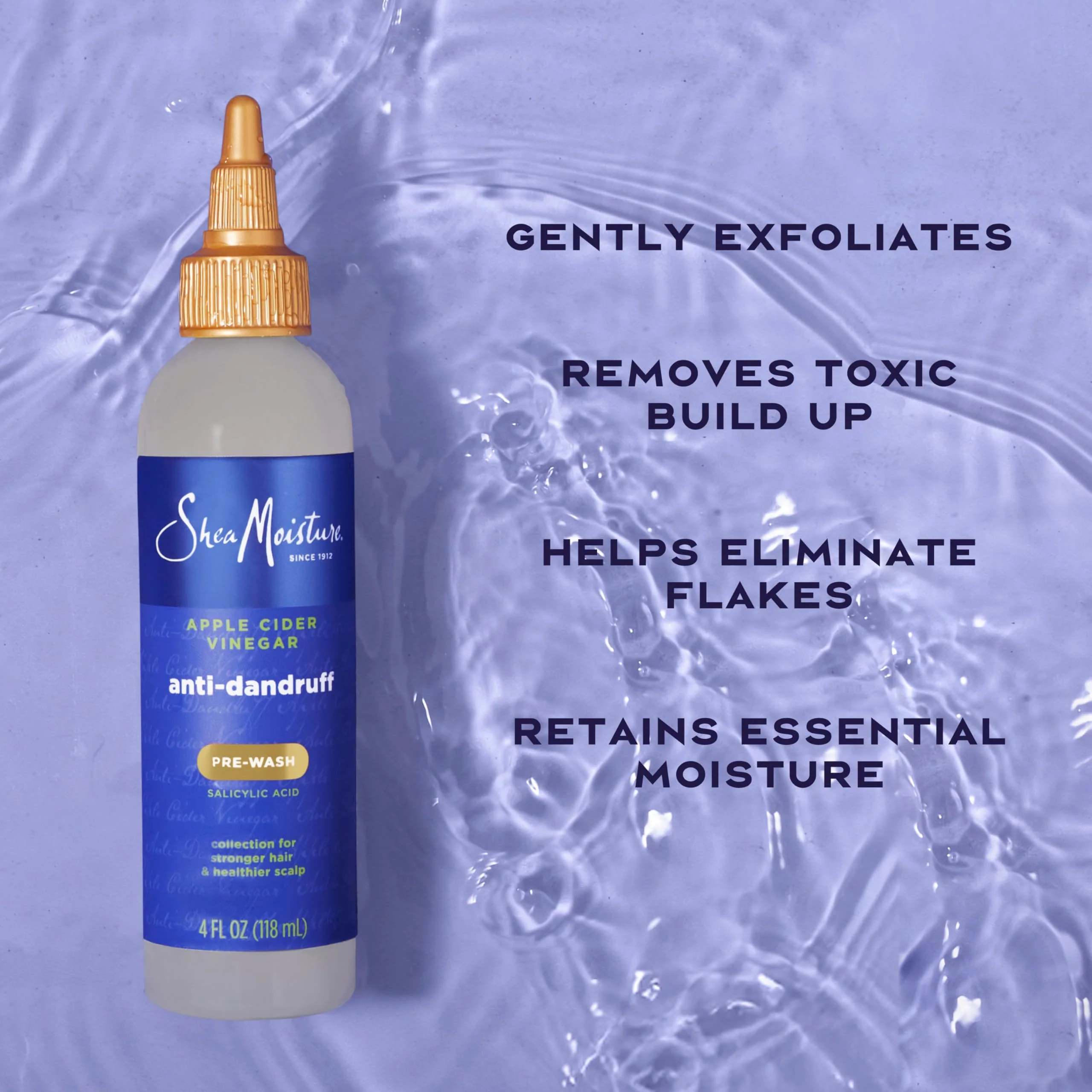 SheaMoisture Anti-Dandruff Pre-Wash Apple Cider Vinegar & Salicylic Acid To Gently Exfoliate & Remove Flakes System for a Healthier Scalp 4 oz - Image 4