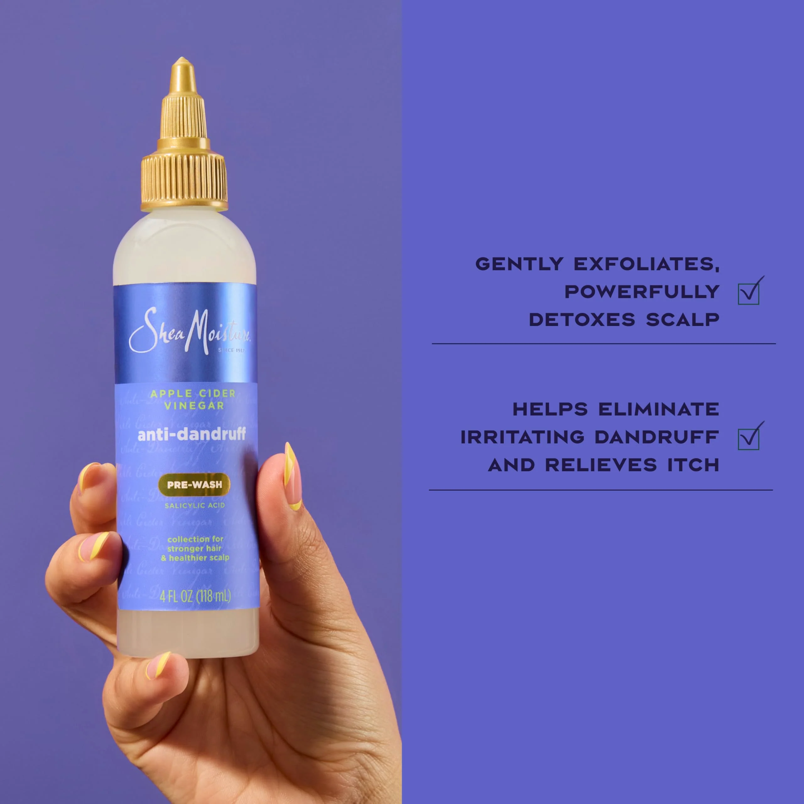 SheaMoisture Anti-Dandruff Pre-Wash Apple Cider Vinegar & Salicylic Acid To Gently Exfoliate & Remove Flakes System for a Healthier Scalp 4 oz - Image 7