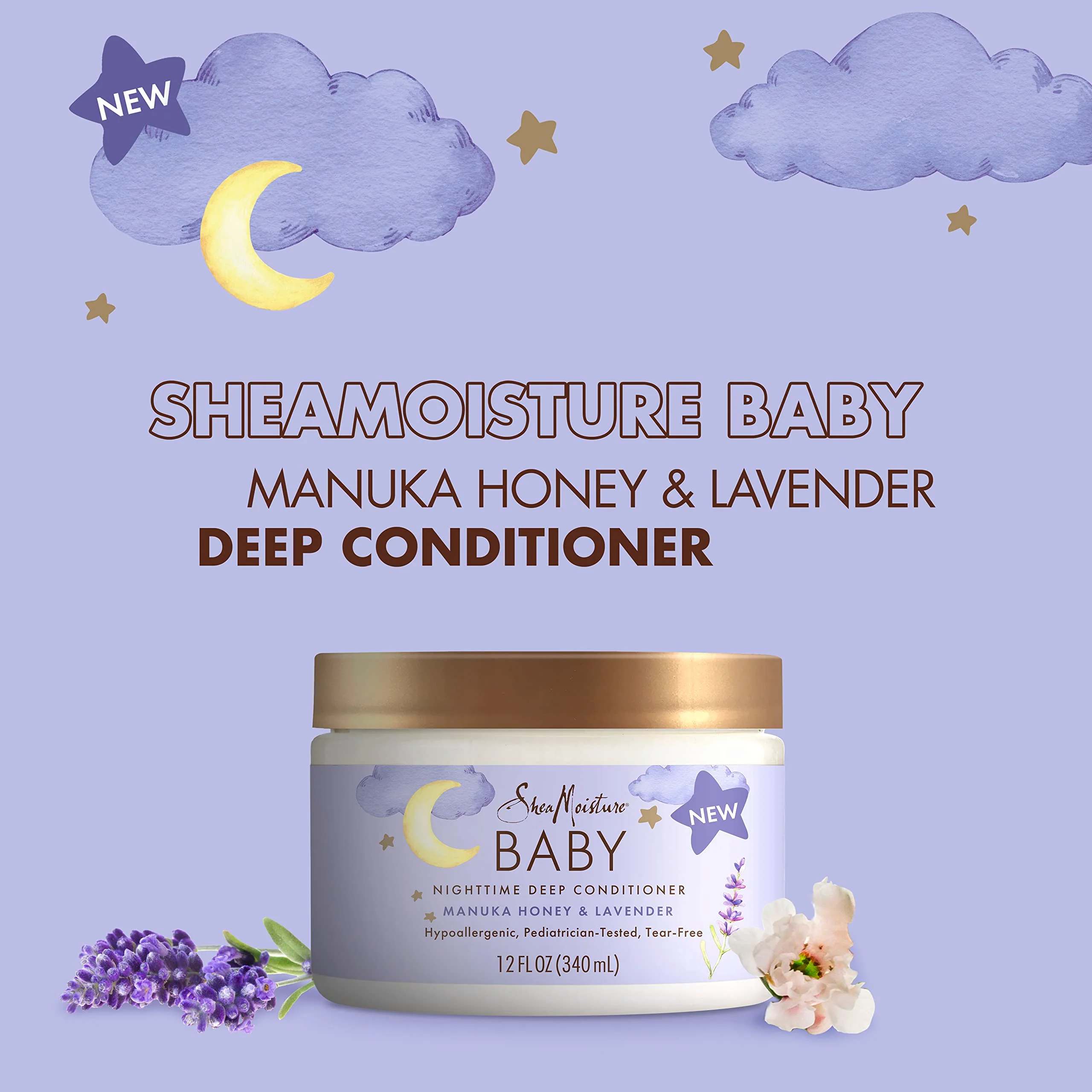 SheaMoisture Baby Deep Conditioner Manuka Honey & Lavender for Delicate Hair and Skin Nighttime Skin and Hair Care Regimen 12 oz - Image 3