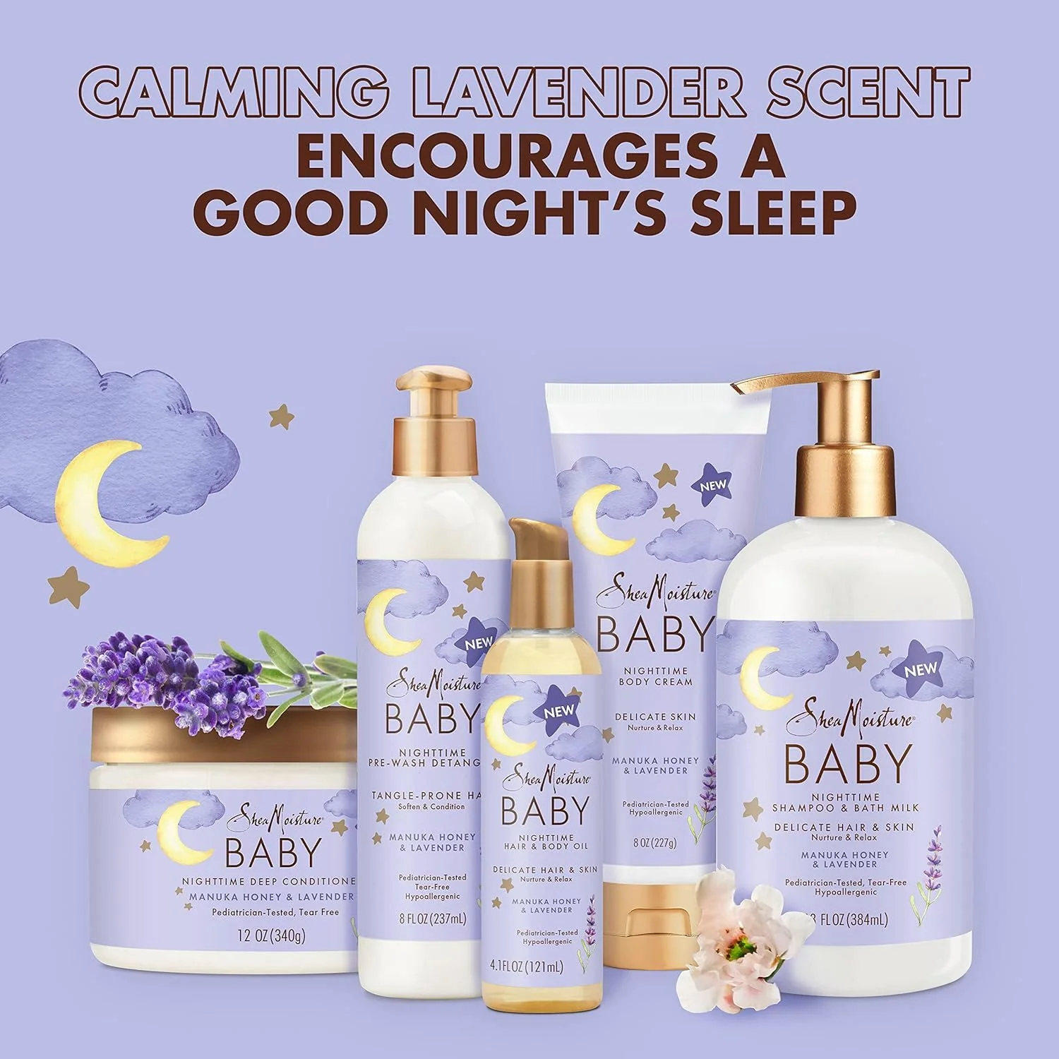 SheaMoisture Baby Essentials, Nighttime Shampoo & Bath Milk + Deep Conditioner, Manuka Honey & Lavender, Pediatrician-Tested, Hypoallergenic, Tear-Free - Image 4