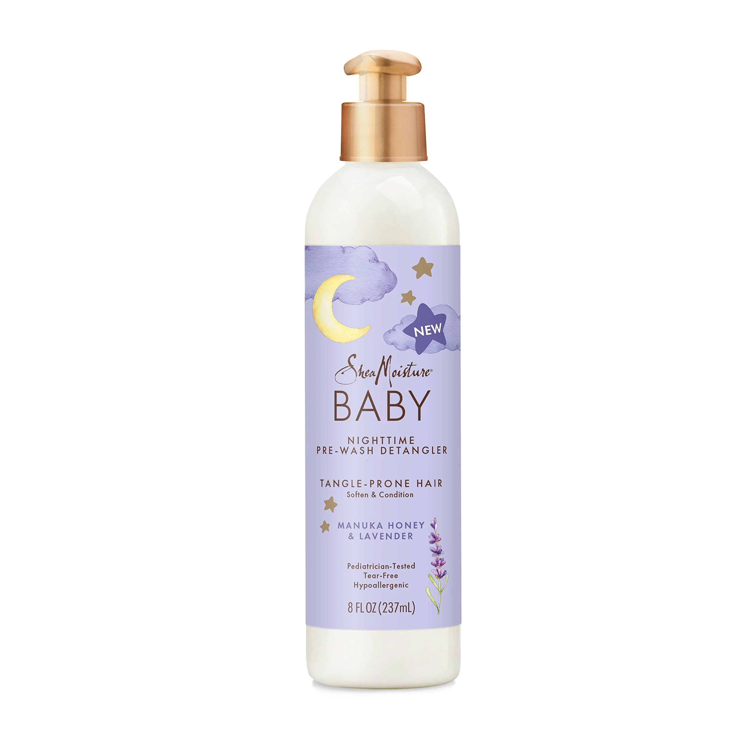 SheaMoisture Baby Pre-Wash Hair Detangler Manuka Honey & Lavender for Delicate Hair and Skin Nighttime Skin and Hair Care Regimen 8 oz