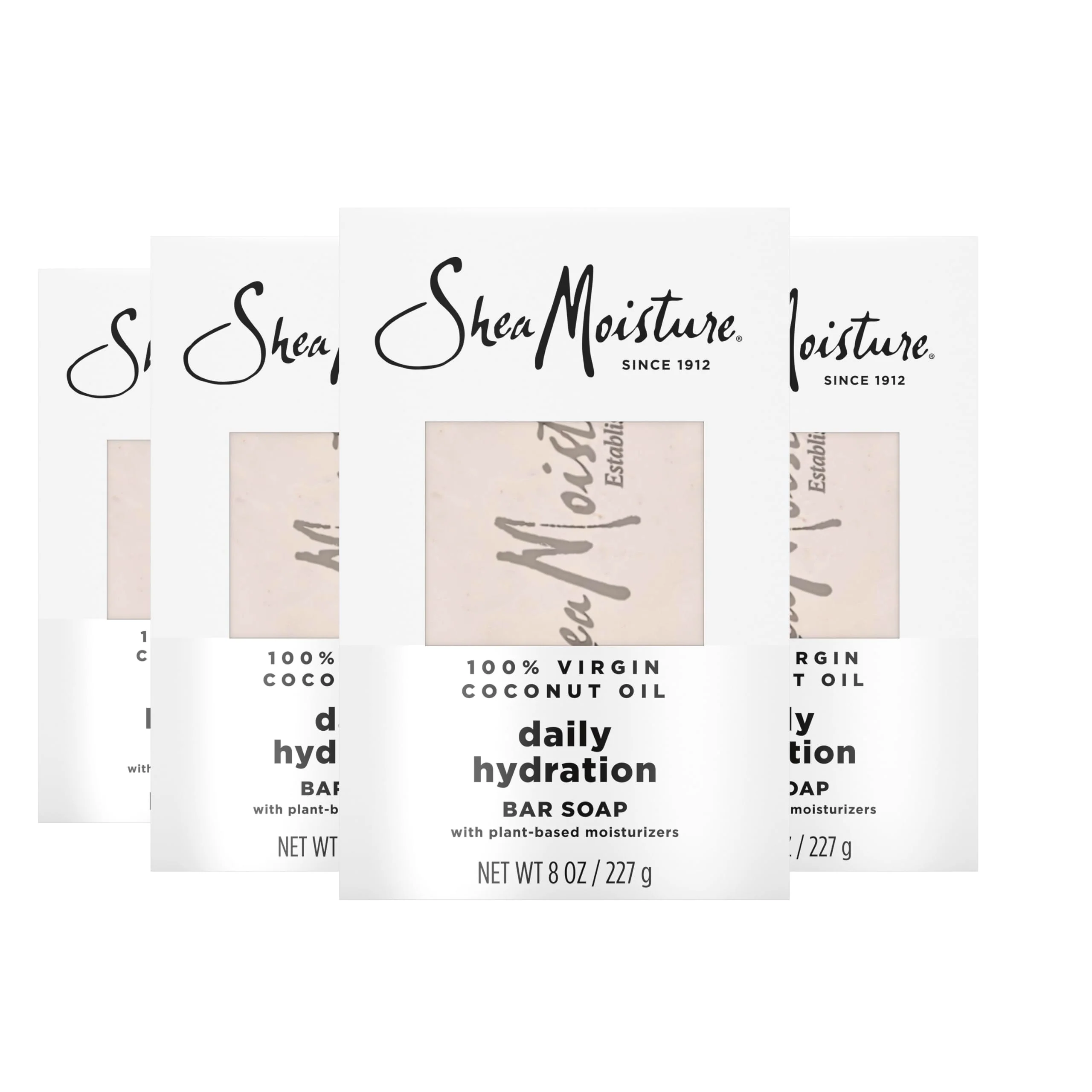 SheaMoisture Bar Soap Virgin Coconut Oil 4 count Nourish and Replenish Skin Daily Hydrating bar soap with 24h shea moisture nutrients for Healthy, Glowing Skin 8 oz