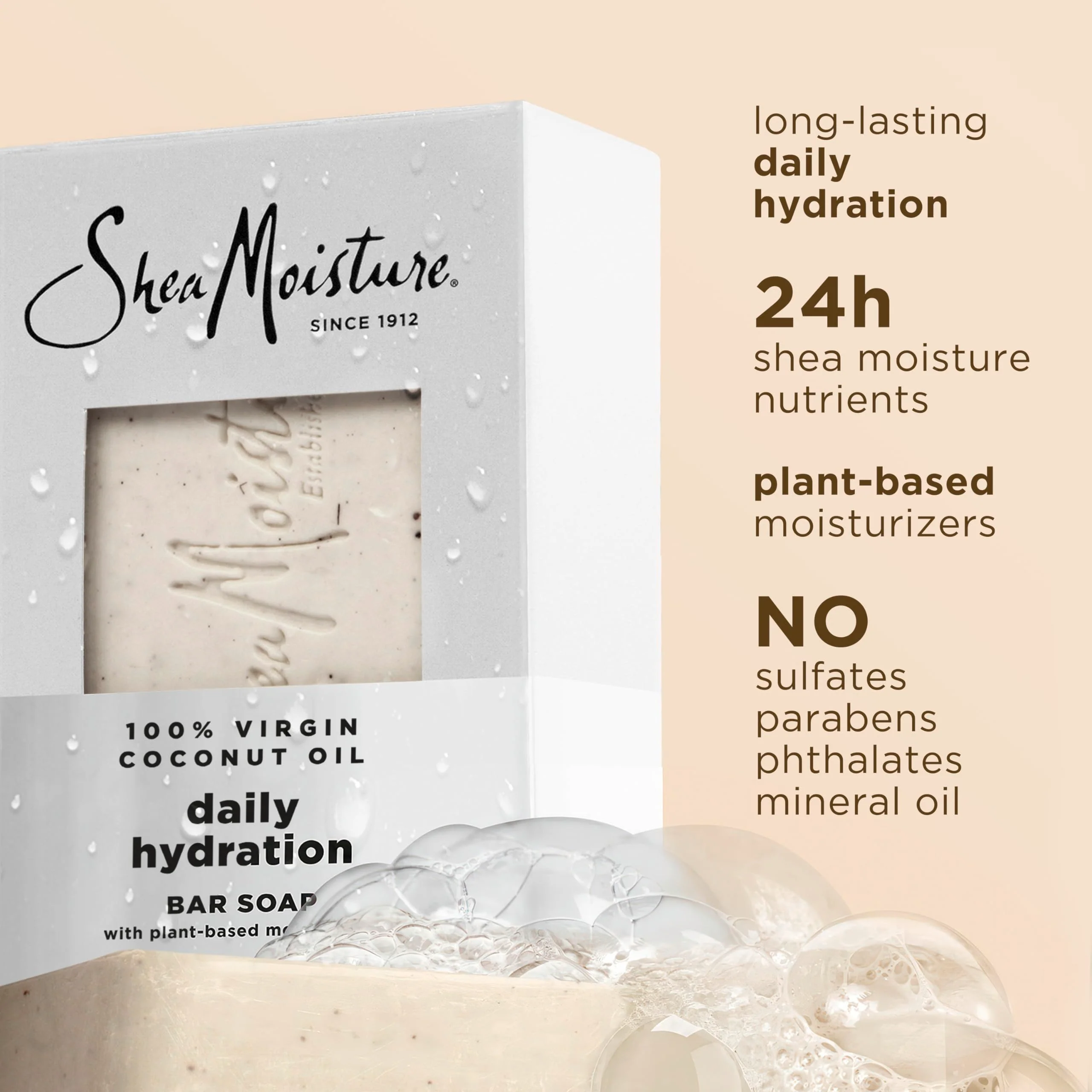 SheaMoisture Bar Soap Virgin Coconut Oil 4 count Nourish and Replenish Skin Daily Hydrating bar soap with 24h shea moisture nutrients for Healthy, Glowing Skin 8 oz - Image 3