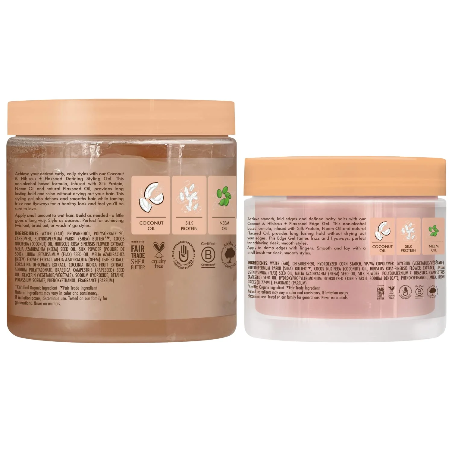 SheaMoisture Brand, Hair Styling Gel with Coconut and Hibiscus for Thick, Curly Hair (15 oz), Includes Flaxseed Anti Frizz Edge Control (3.5 oz), Shea Moisture Curly Hair Products - Image 3