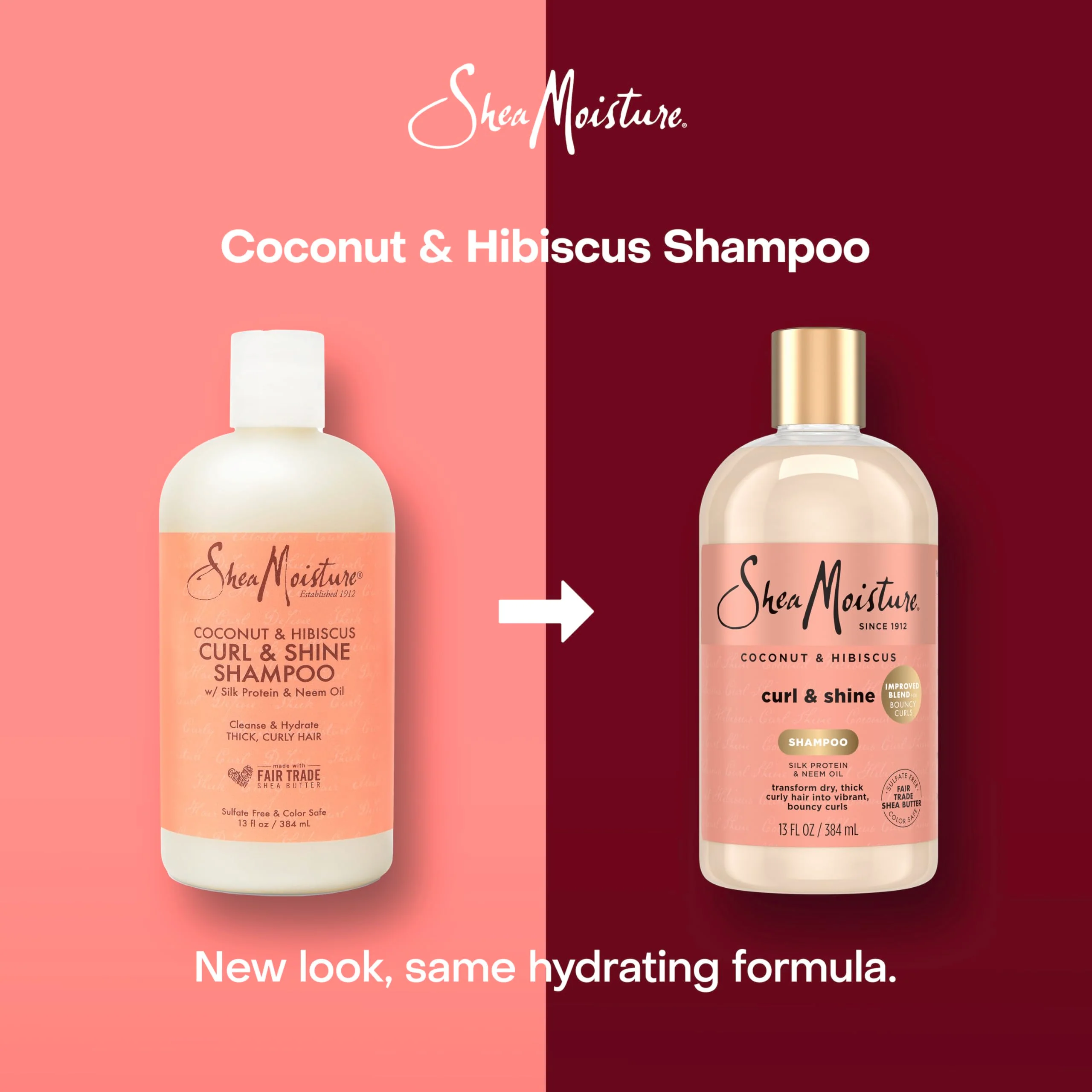 SheaMoisture Curl and Shine Coconut Shampoo Coconut & Hibiscus for Curly Hair Paraben Free Shampoo 13 oz - Image 3