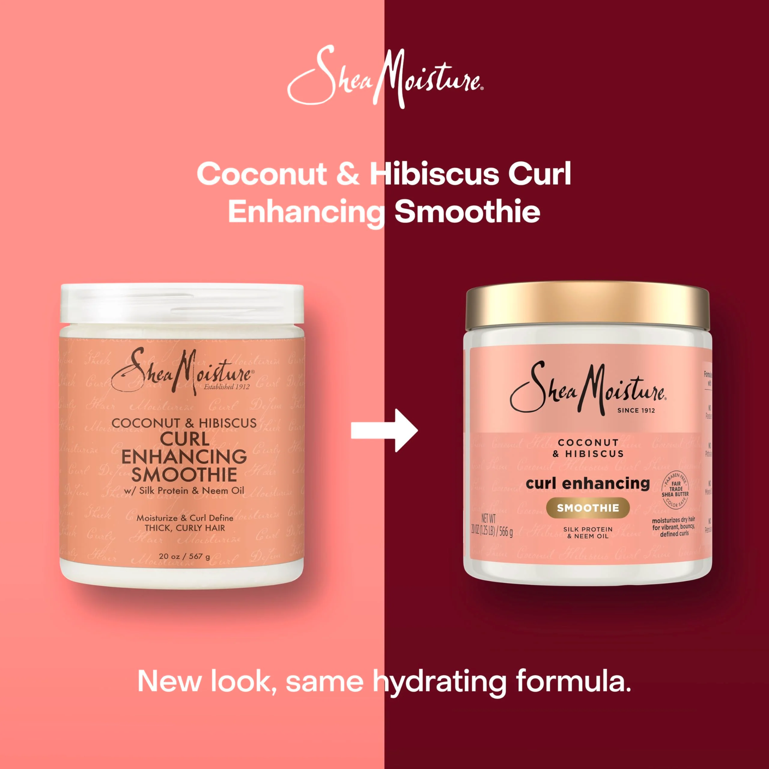 SheaMoisture Curl Enhancing Smoothie Hair Cream Coconut and Hibiscus for Thick, Curly Hair Sulfate Free and Paraben Free Curl Cream 20 oz - Image 3