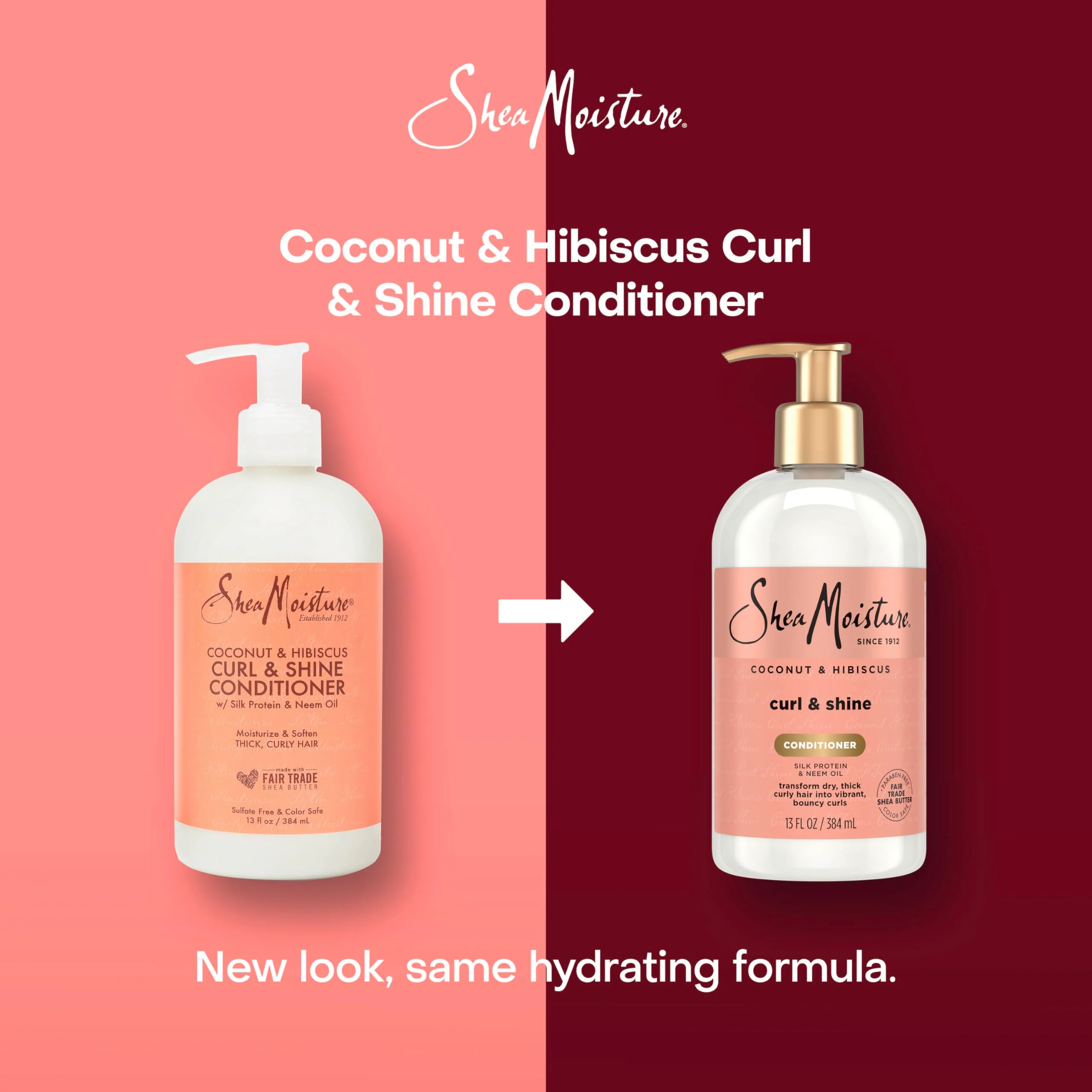 SheaMoisture Curl & Shine Conditioner 4 Count Coconut & Hibiscus, for Thick, Curly Hair to Moisturize & Soften, 13 oz - Image 3